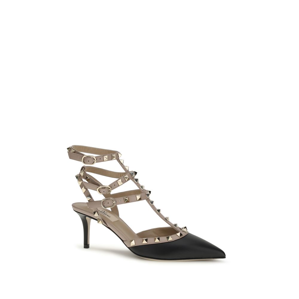 Black Calf Leather Bos Taurus Mid Heel Pumps