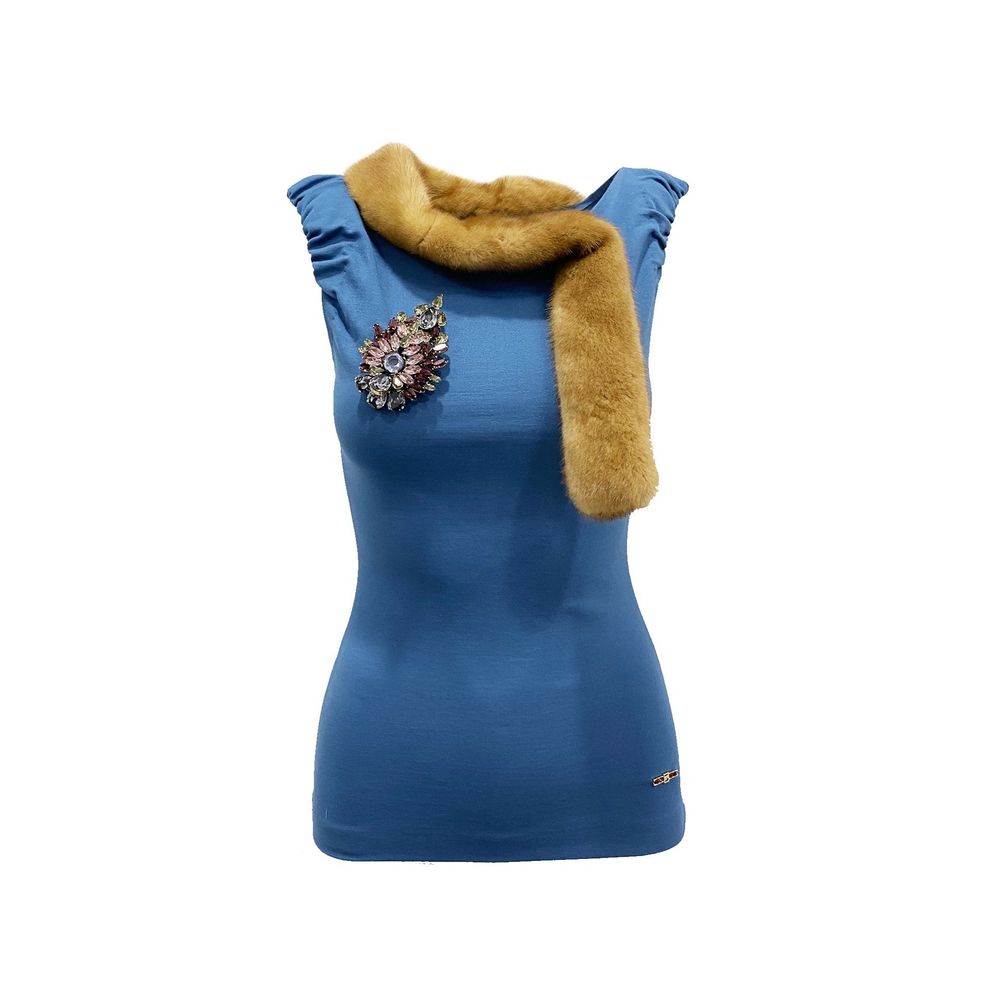 Blue Viscose Tank Tops