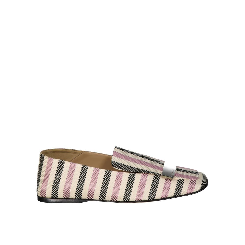 White Fabric Slip-On Loafers