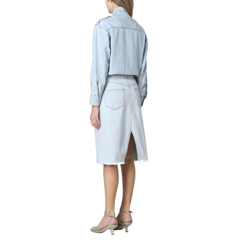 Blue Cotton Casual Dress