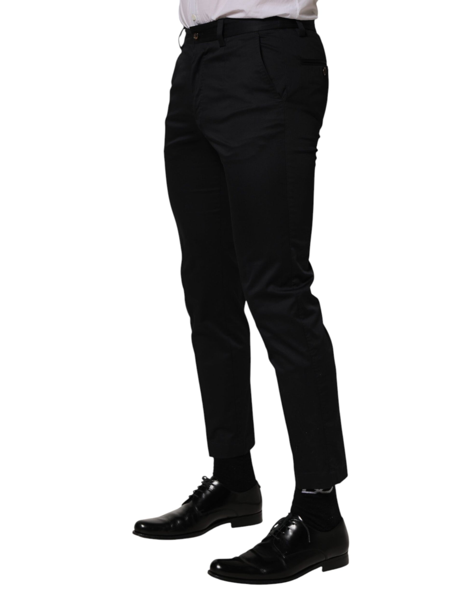 Dark Blue Cotton Skinny Dress Trouser Pants