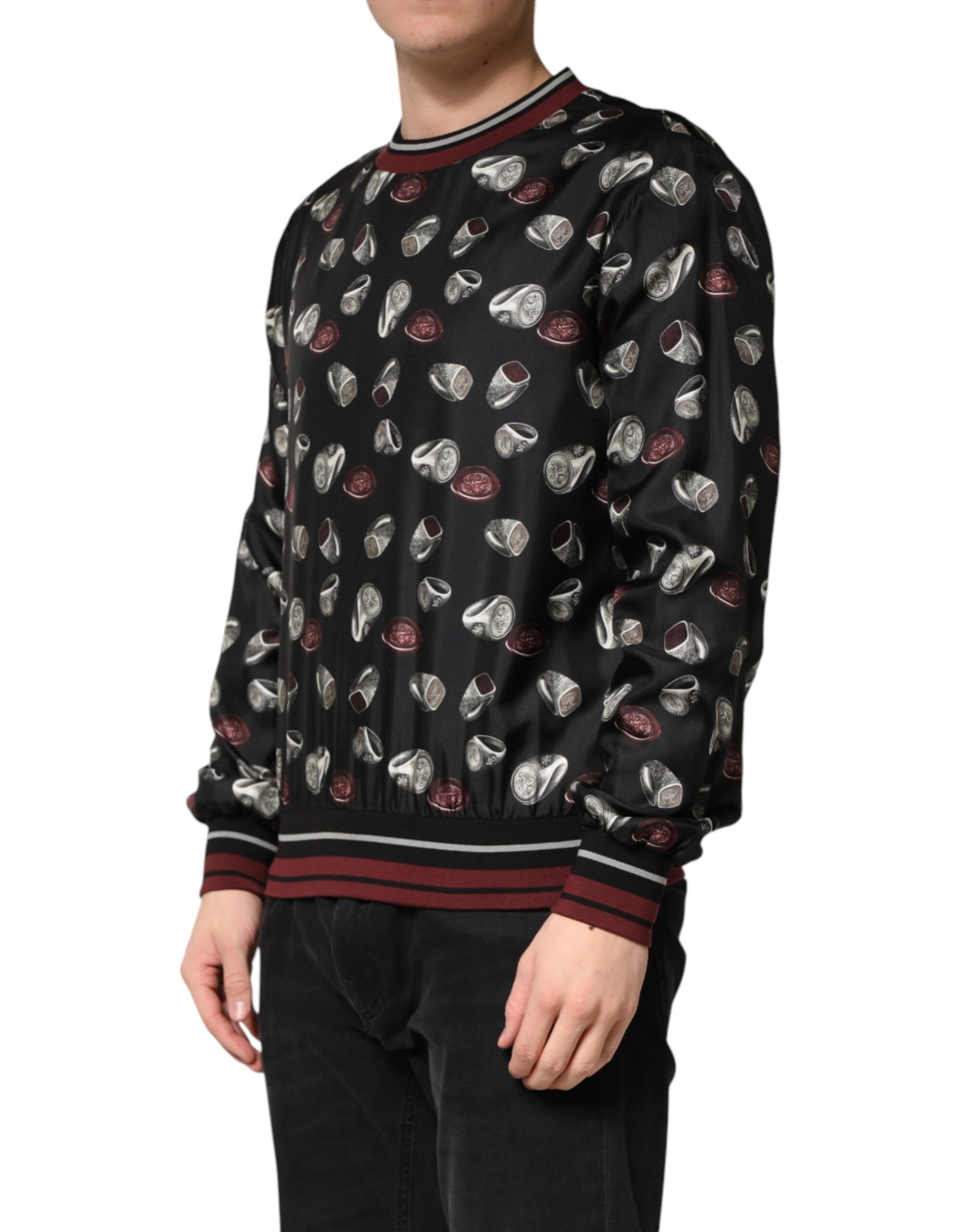 Black Ring Print CrewNeck Sweatshirt  Sweater