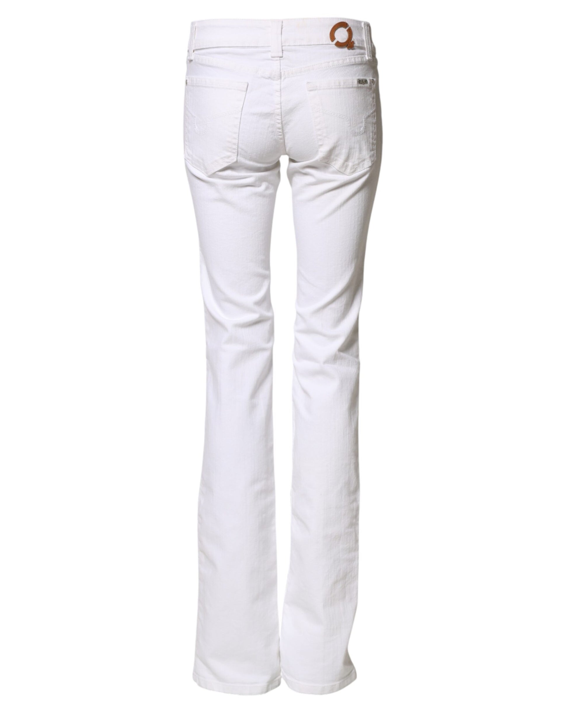 White Low Waist Bootcut Denim Jeans