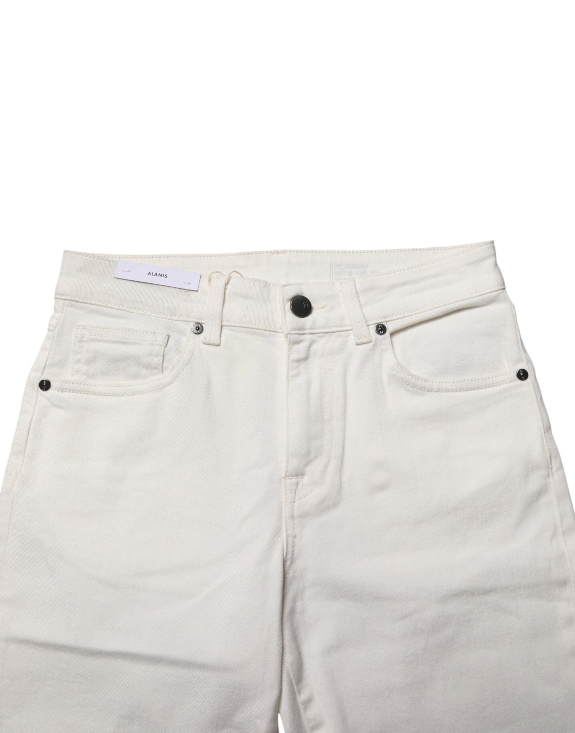 White Cotton Mid Waist Skinny Denim Trouser Jeans