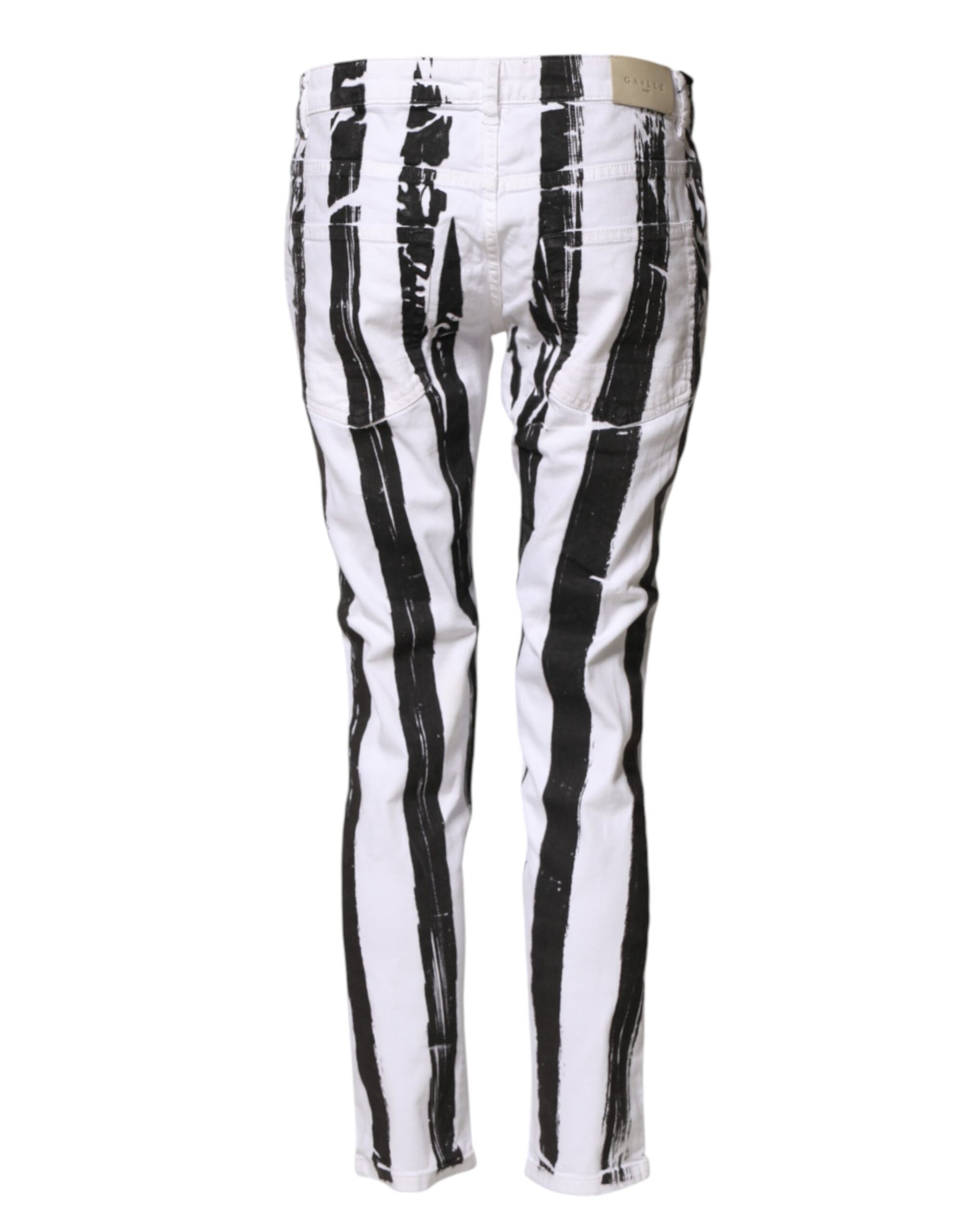 Black White Stripes Mid Waist Cropped Capri Jeans