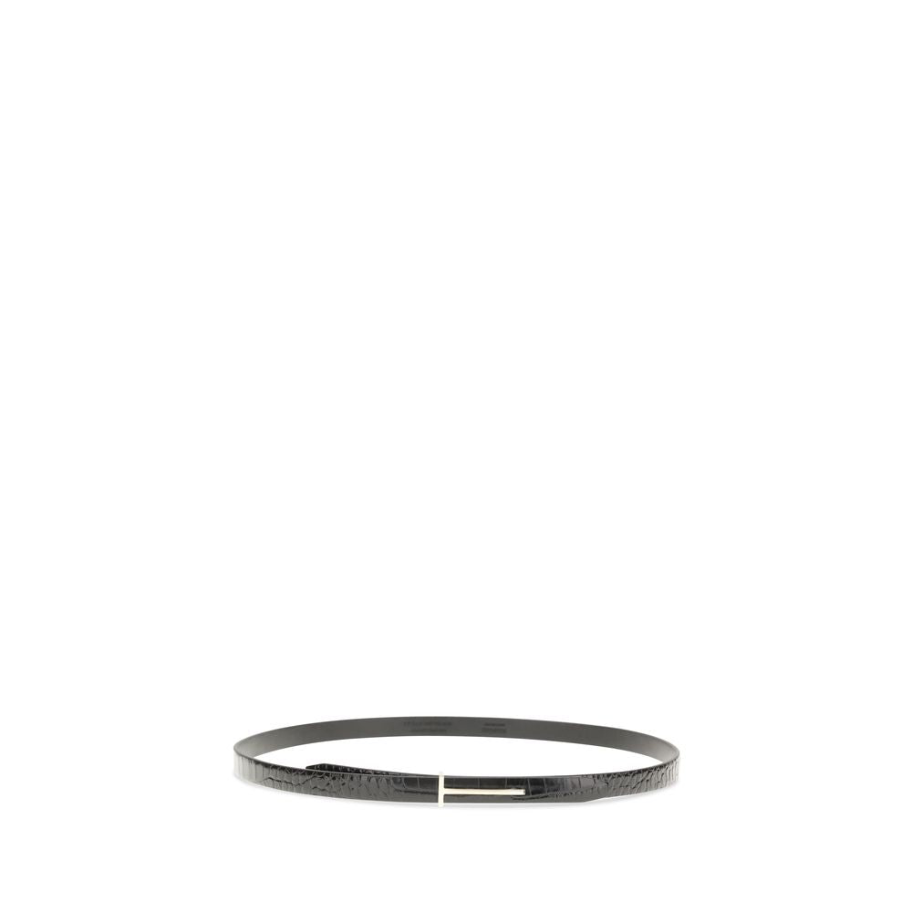 Black Leather Thin Belt