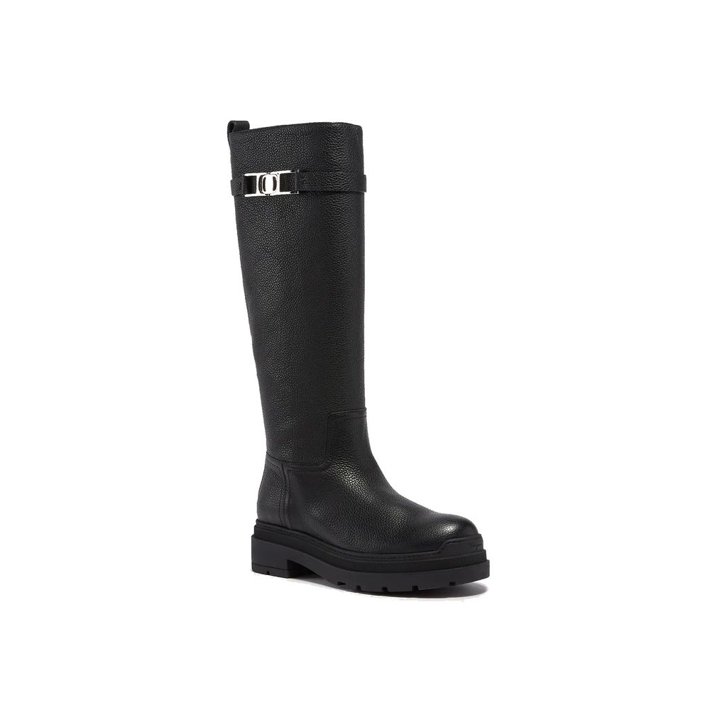 Black Calfskin Over The Knee