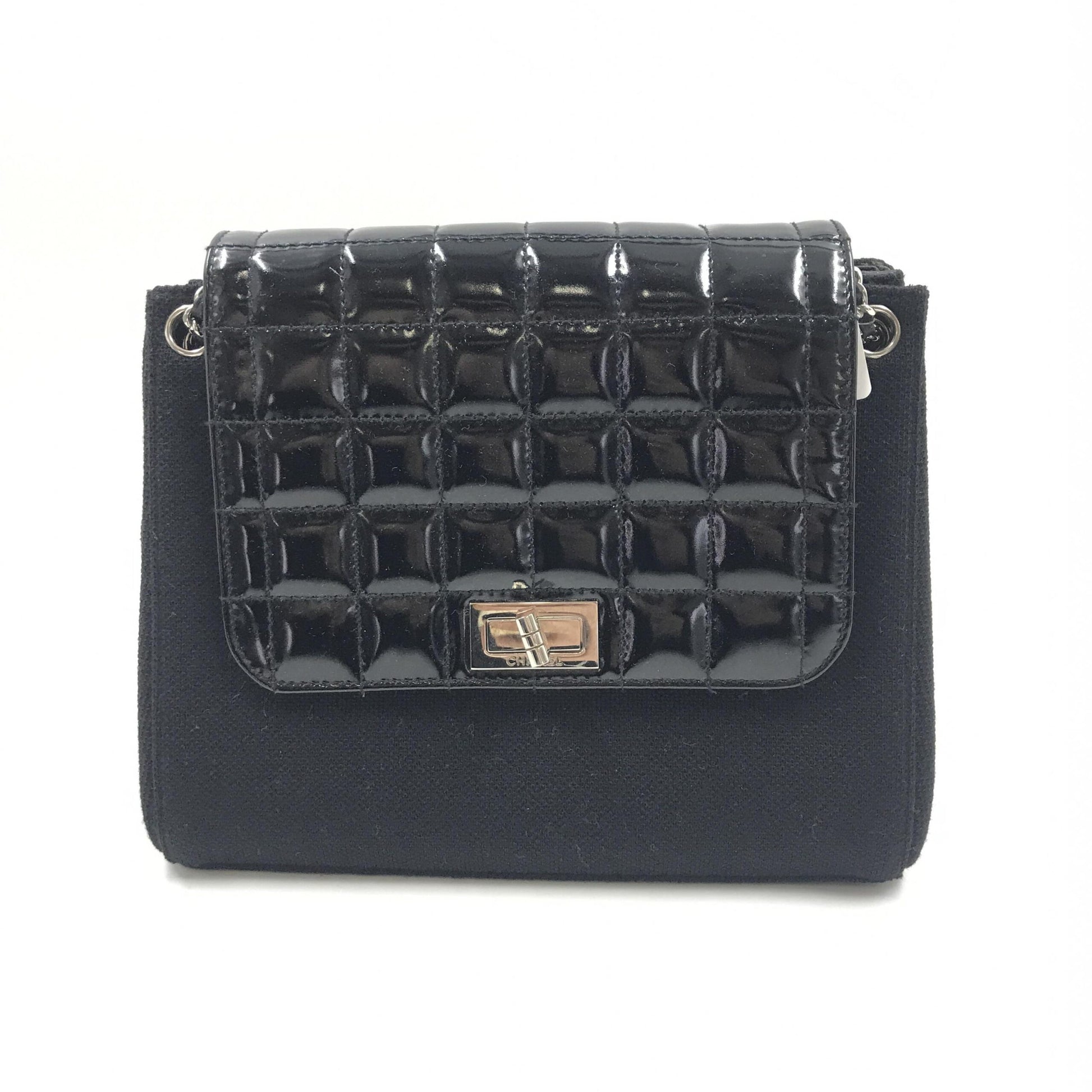 Chocolate Bar Patent Leather Shoulder Bag