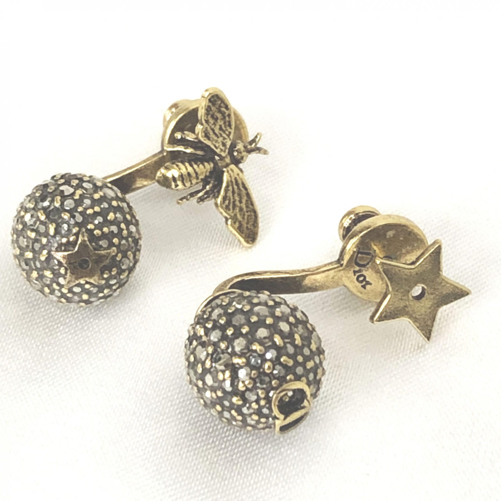 Crystal Embellished Metal Bee Earrings