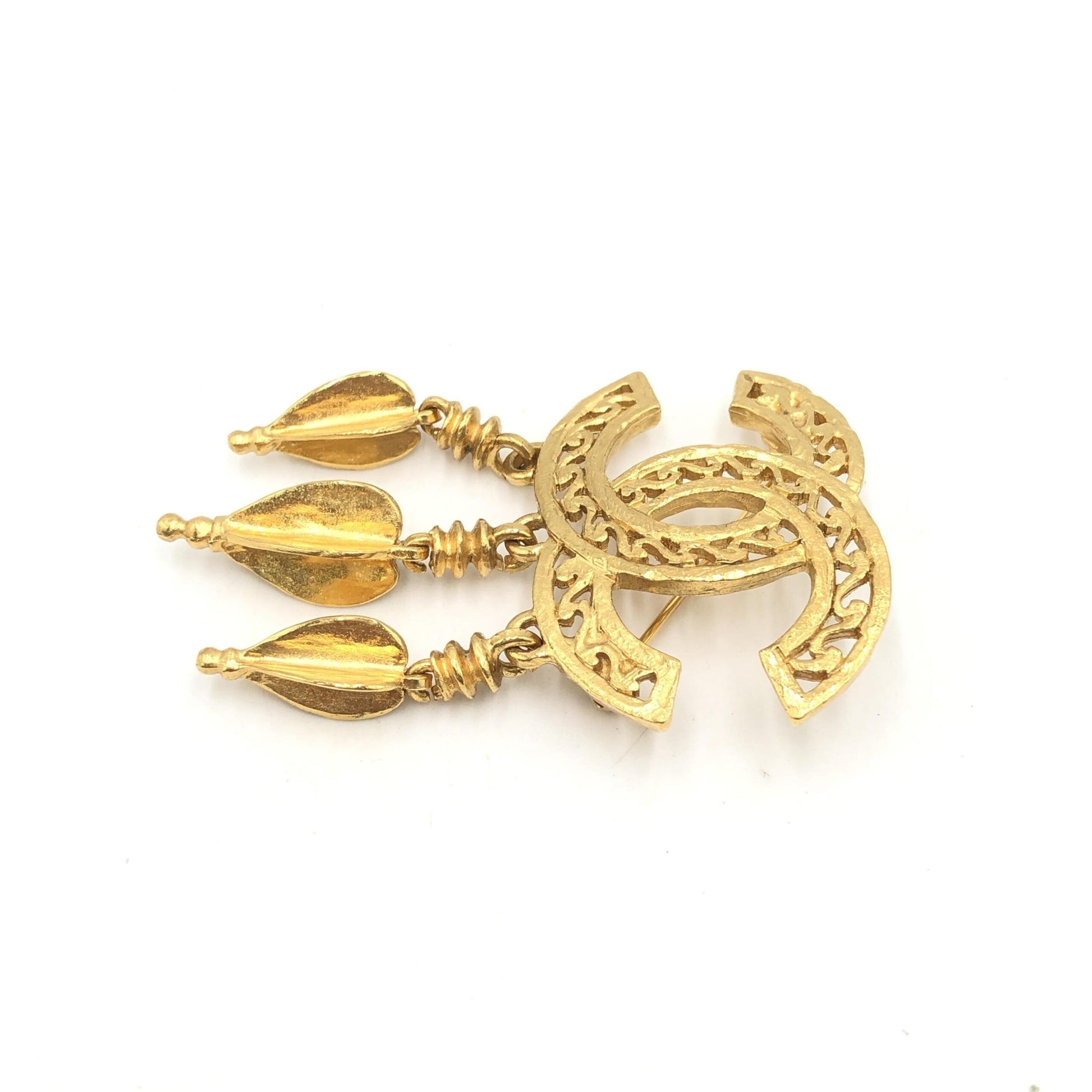 Gold Plated CC Logo Brooch