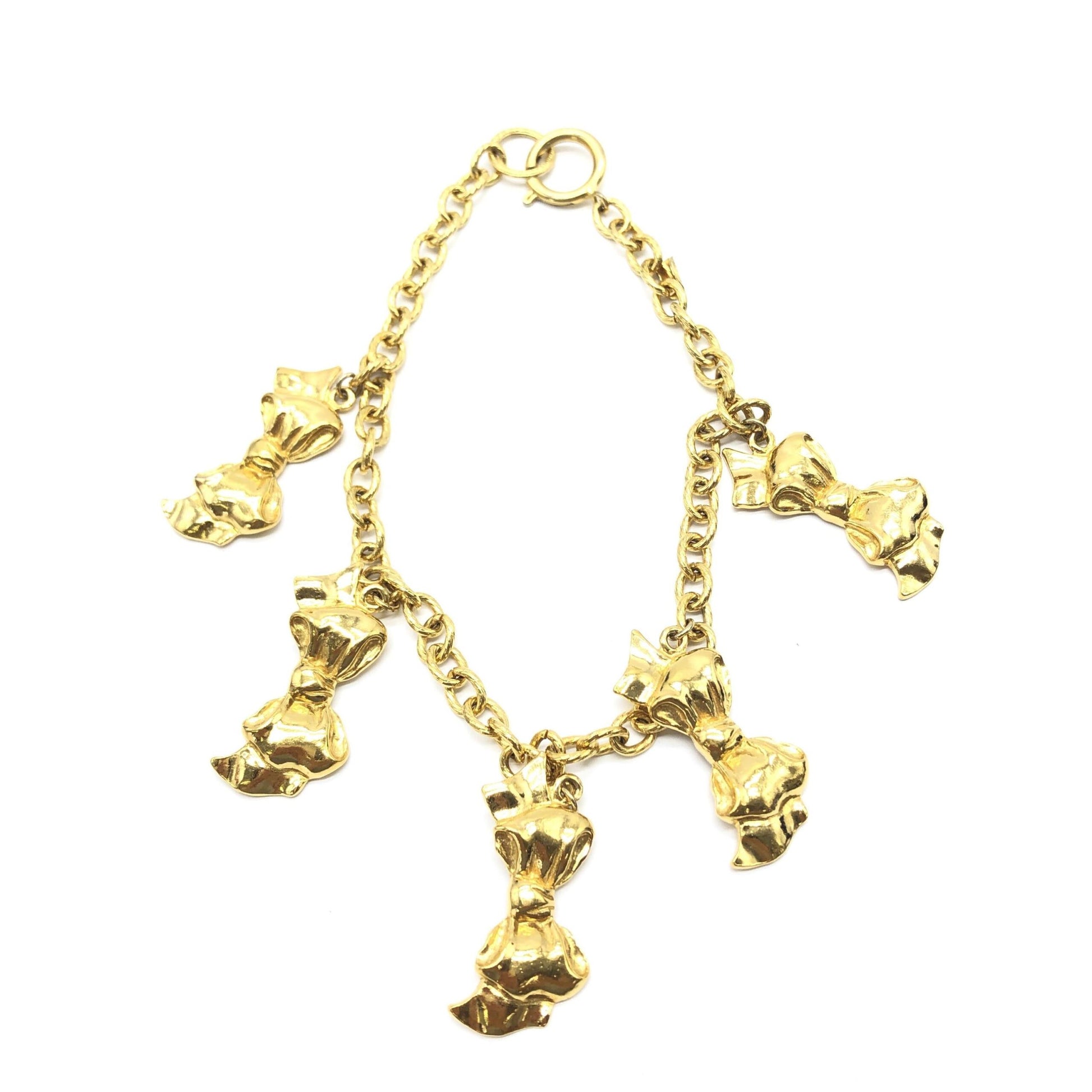 Gold Plated Chain Necklace With Bow Charms