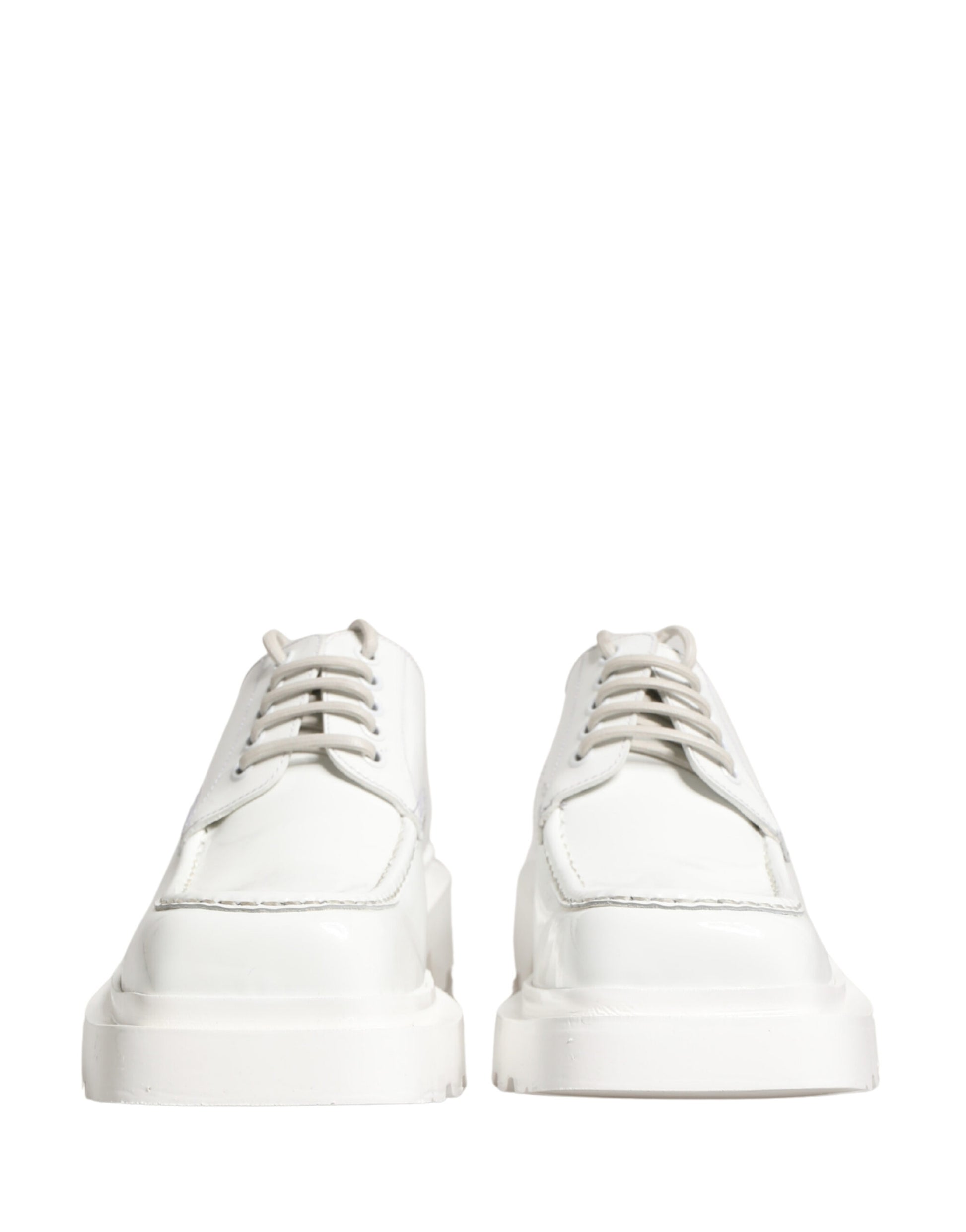 White Leather Chunky Sole Derby Shoes