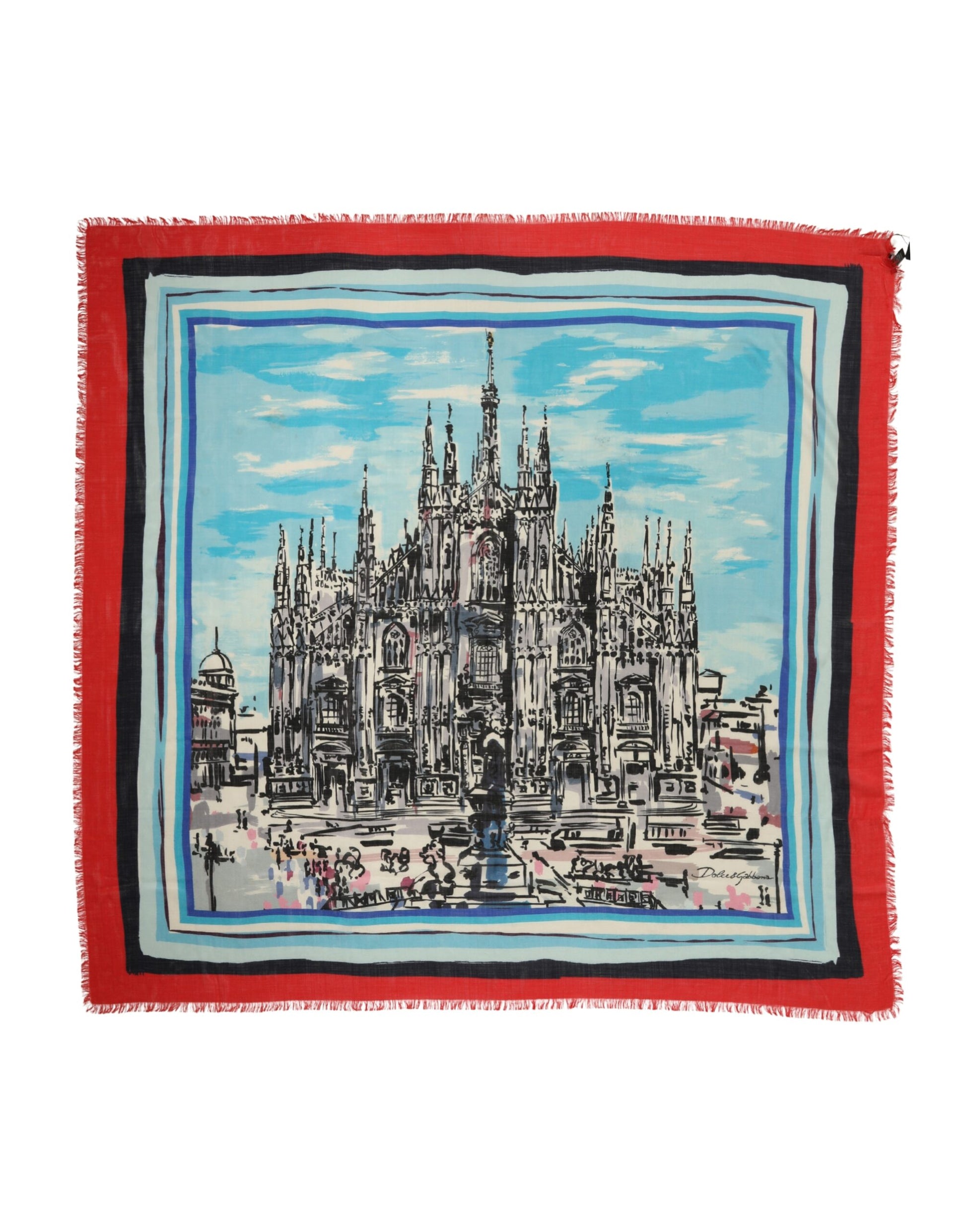 Multicolor Milano Print Cashmere 134cm x 130cm Men Scarf
