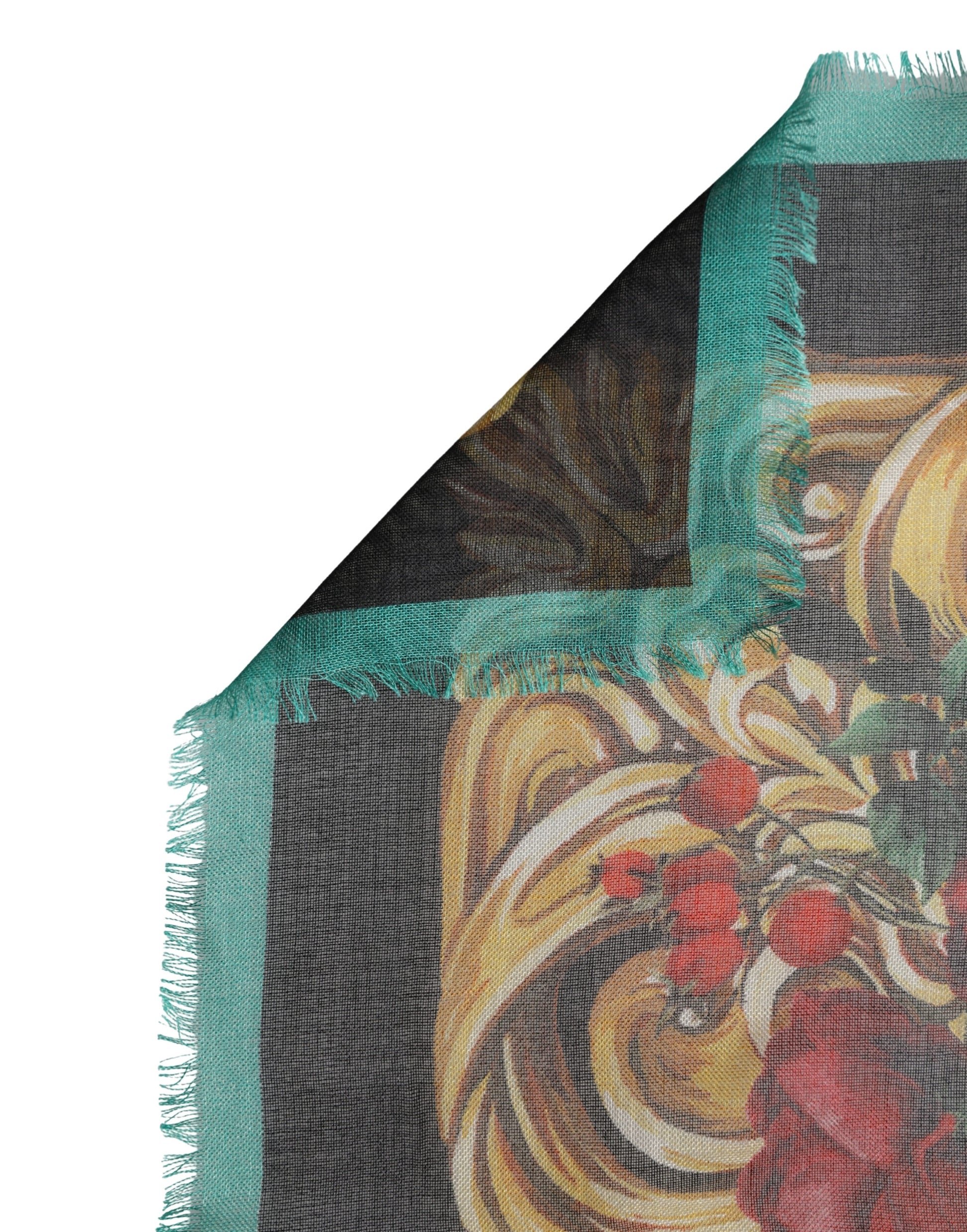 Multicolor Floral Cashmere Square Stole  Scarf