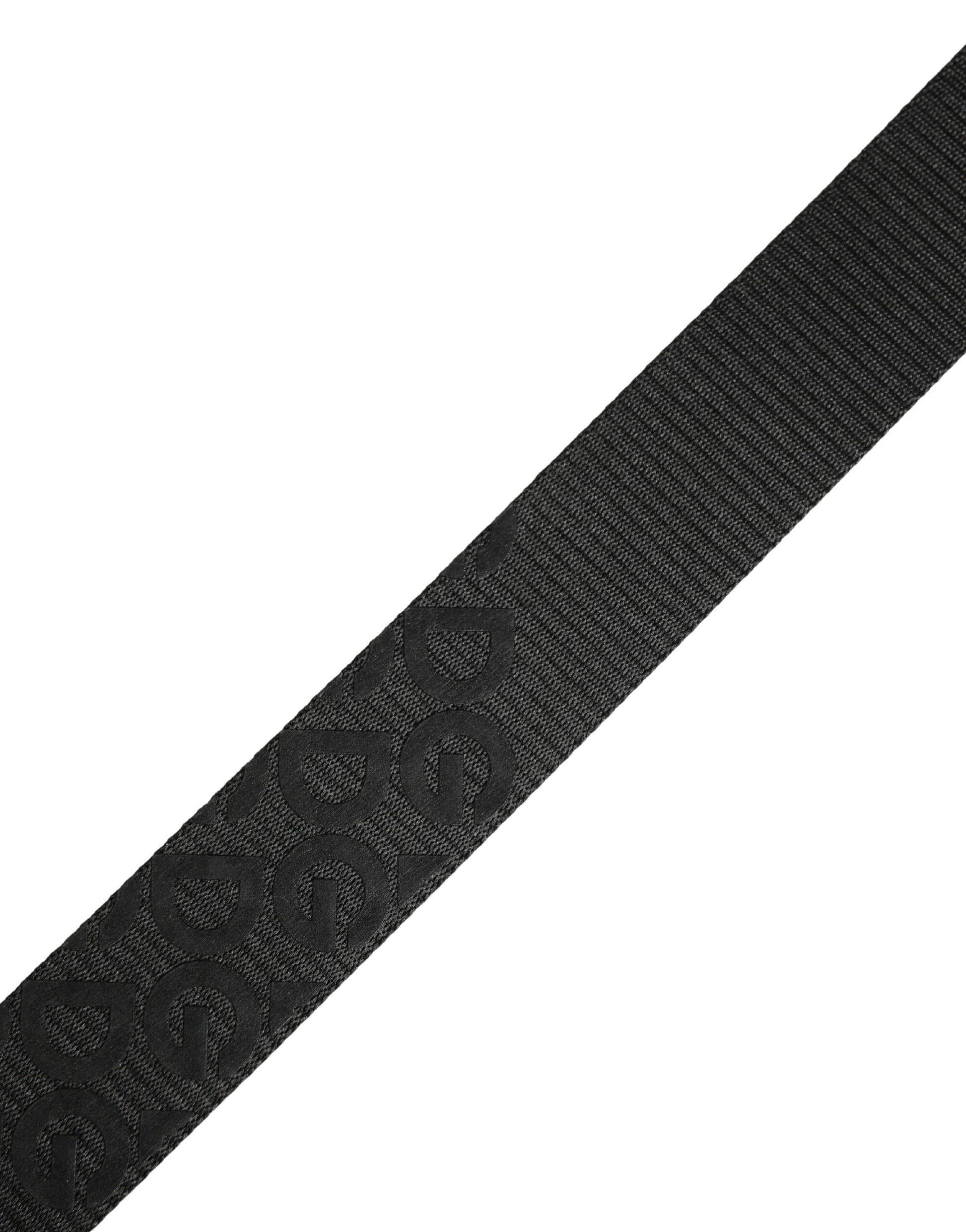 Black Logo Monogram Silver Metal Buckle Belt
