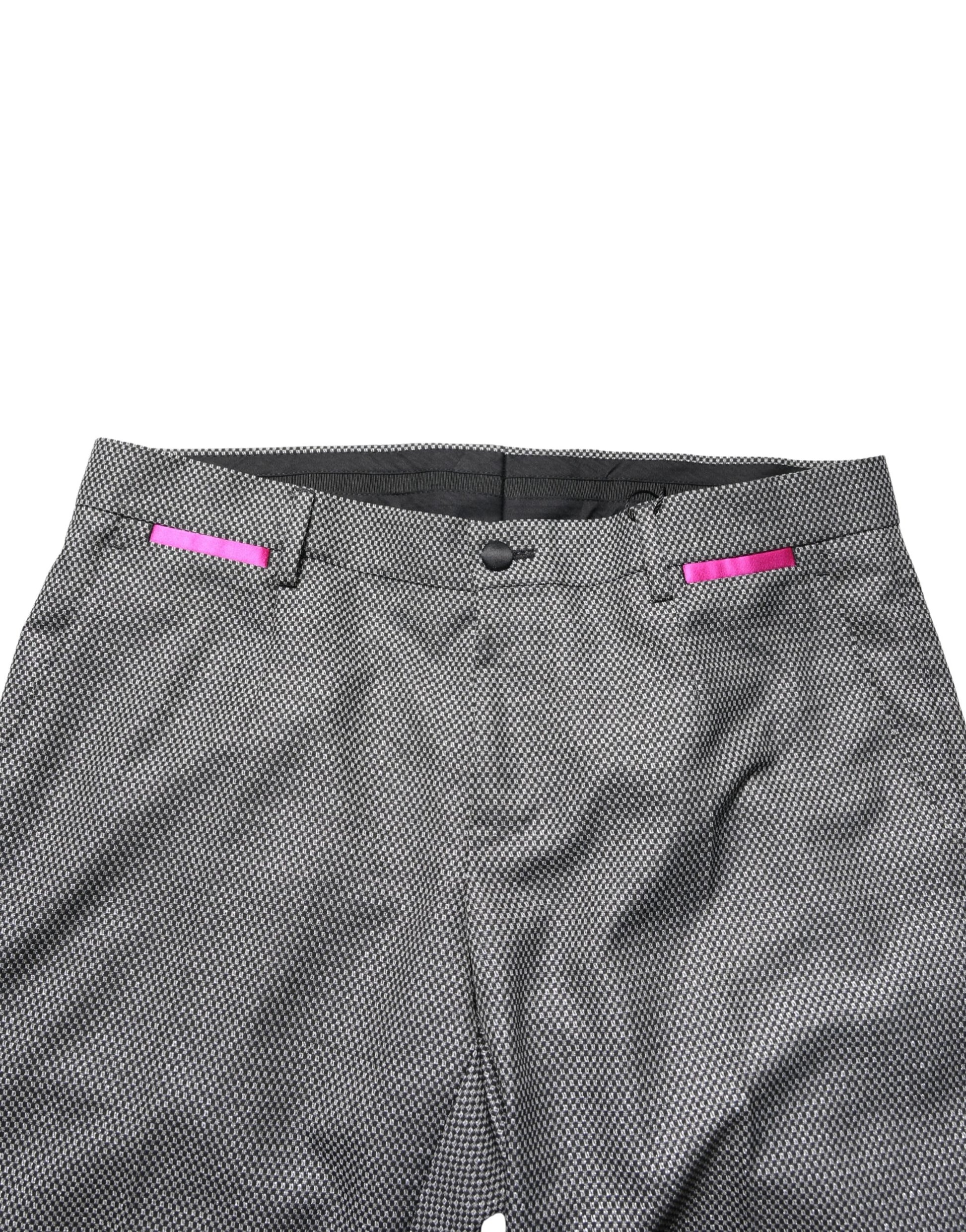 Gray Viscose Skinny Men Dress Trouser Pants