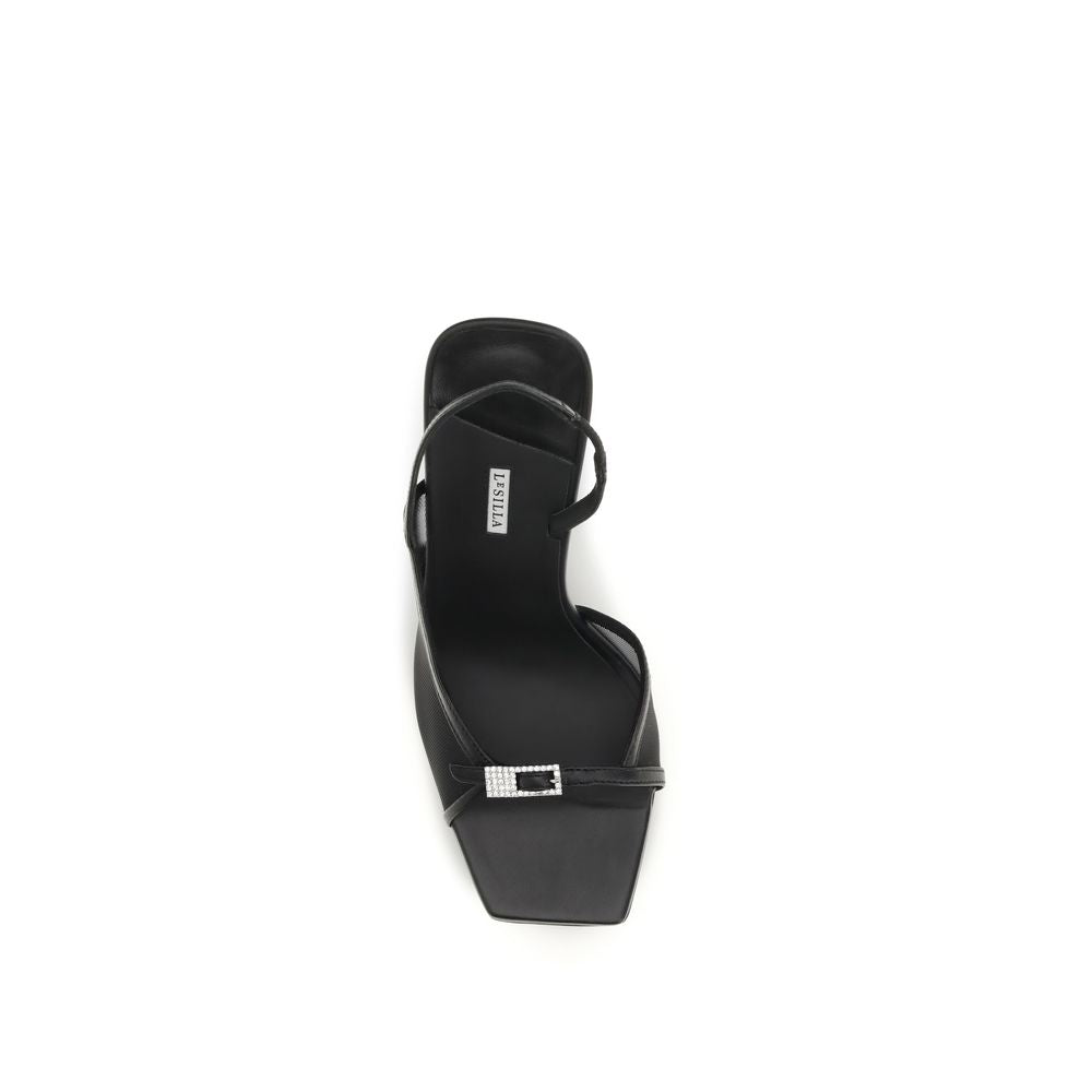 Black Calf Leather Bos Taurus Stiletto Heel Sandals