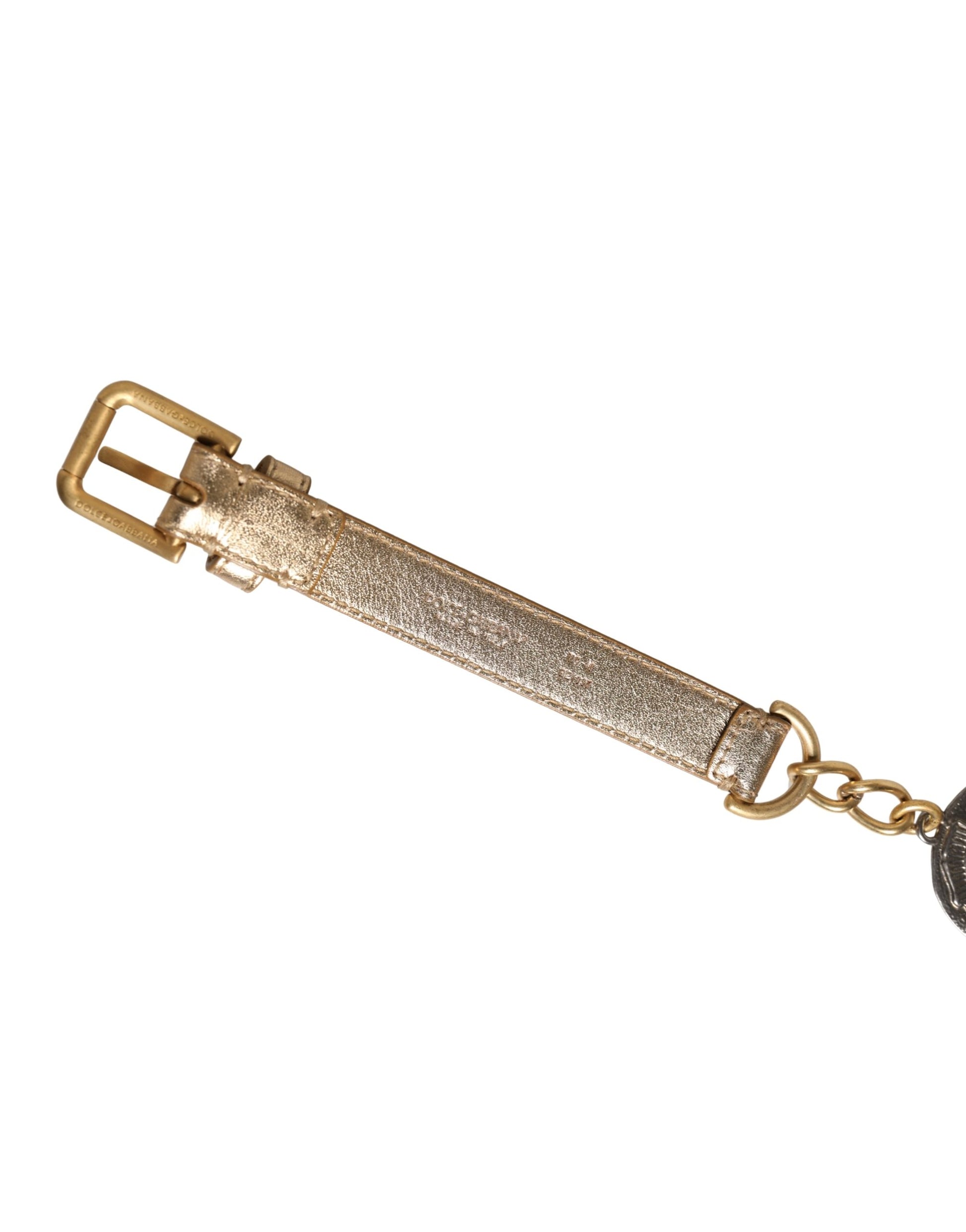 Gold Brass Chain Coin Embellished Metal Buckle Belt