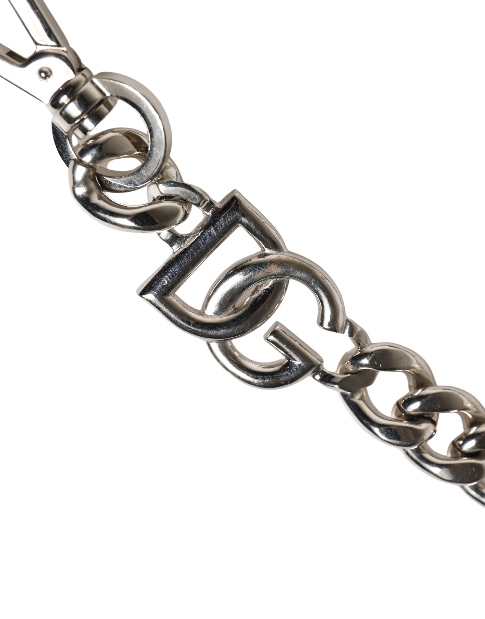 Black Leather Silver Chain Bag Accessory Shoulder Strap