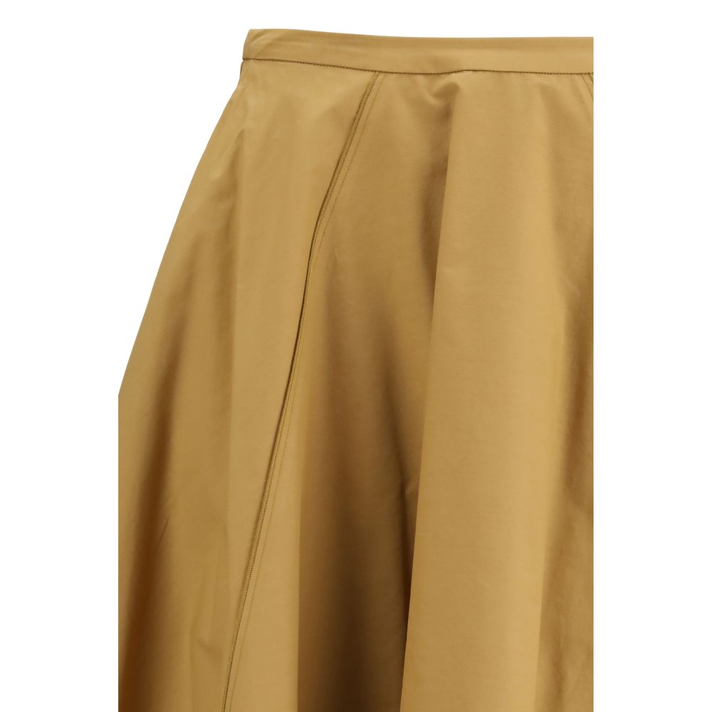 Beige Cotton Long Skirt