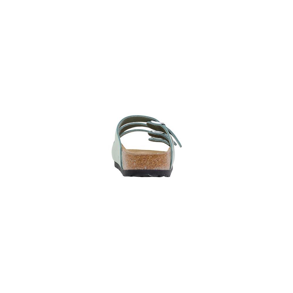Green Leather Flat Sandals