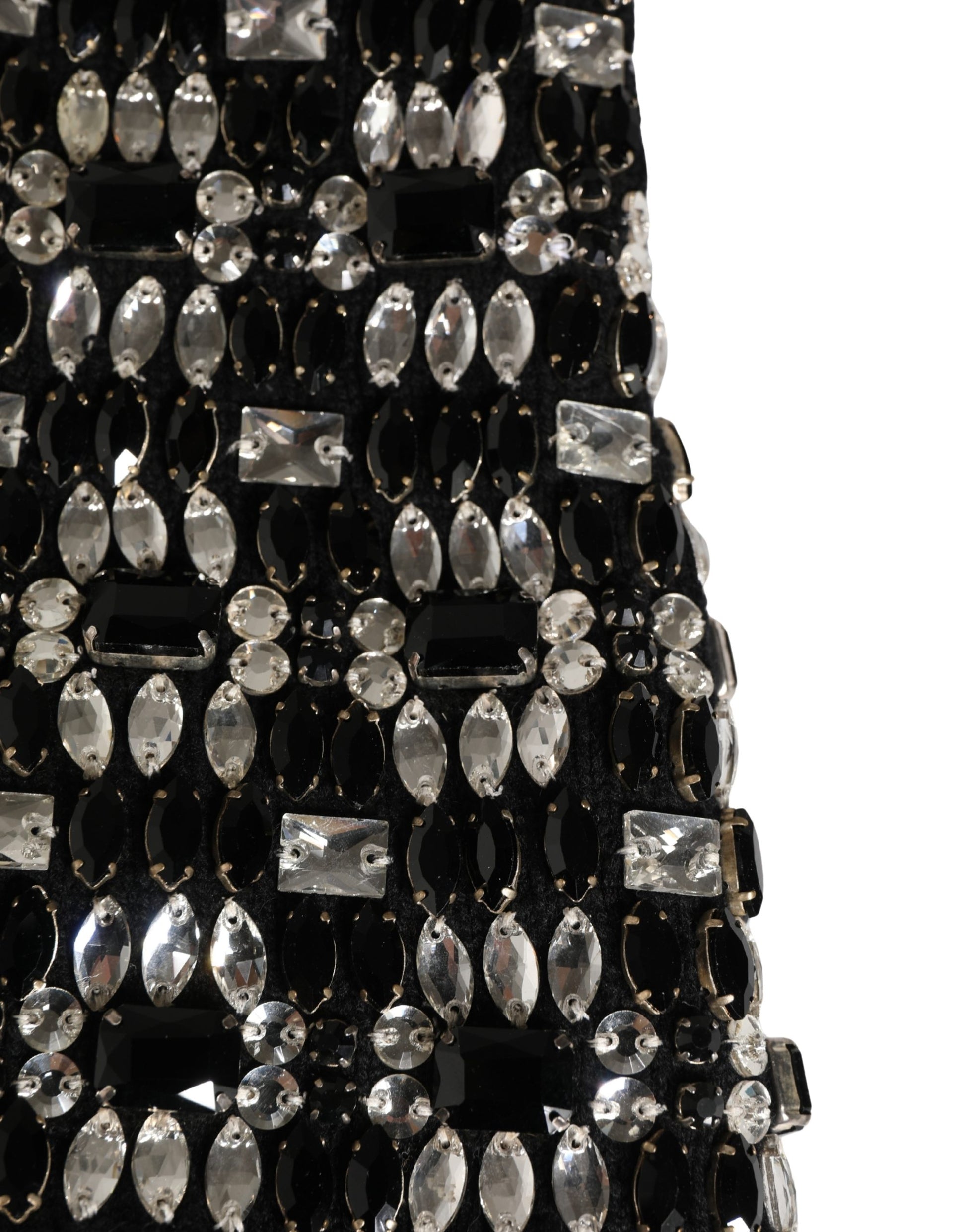 Black Wool Crystal Embellished Balaclava Hat