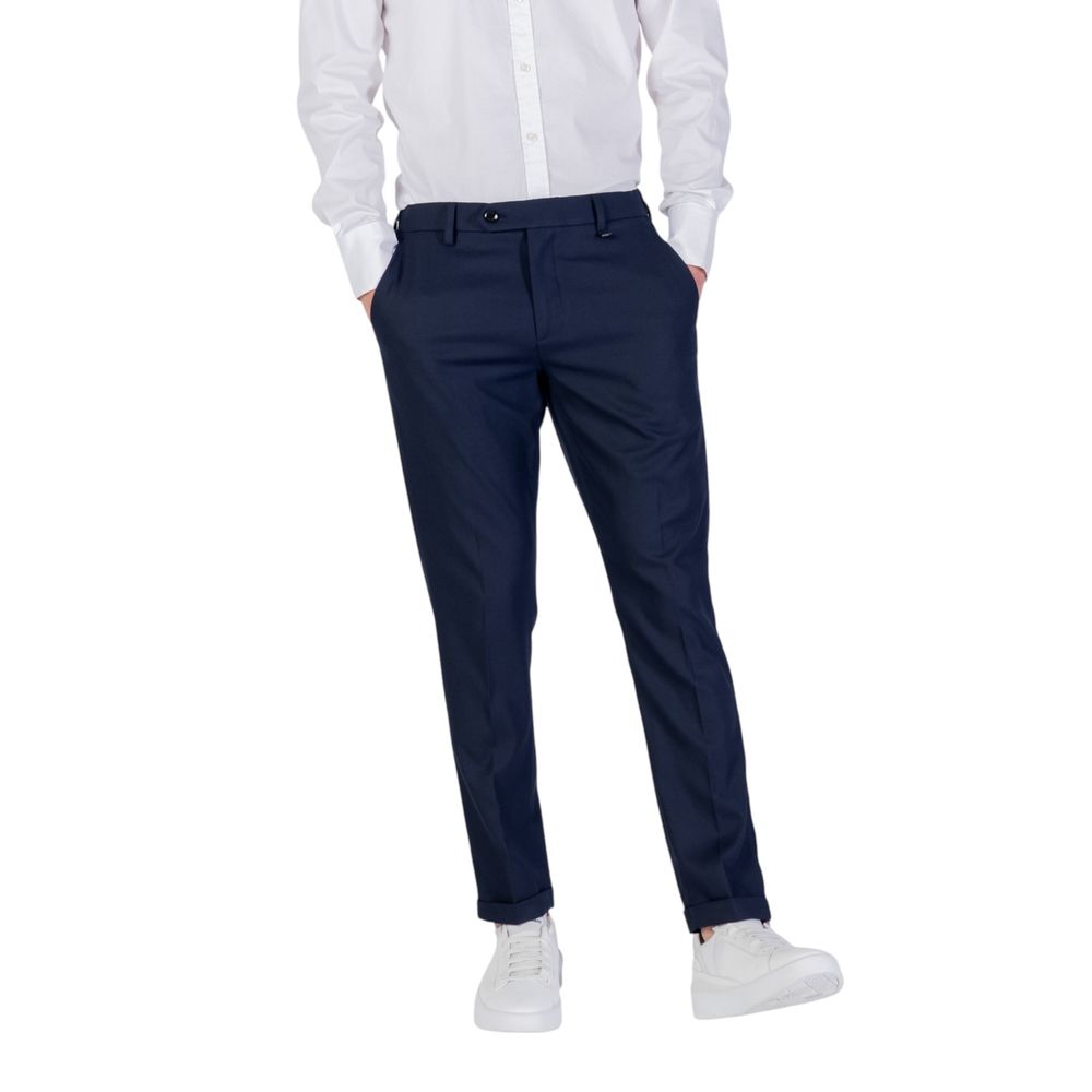 Blue Polyester Skinny Pants