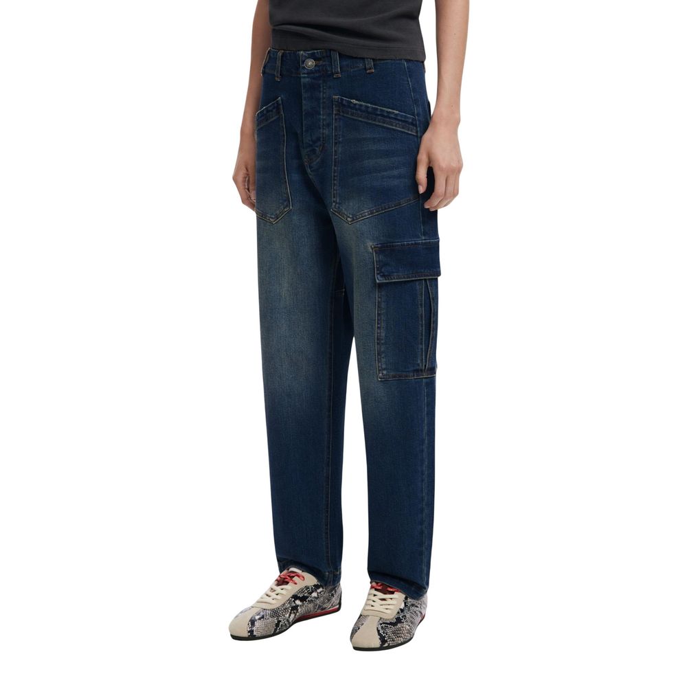 Blue Cotton Boyfriend Jeans