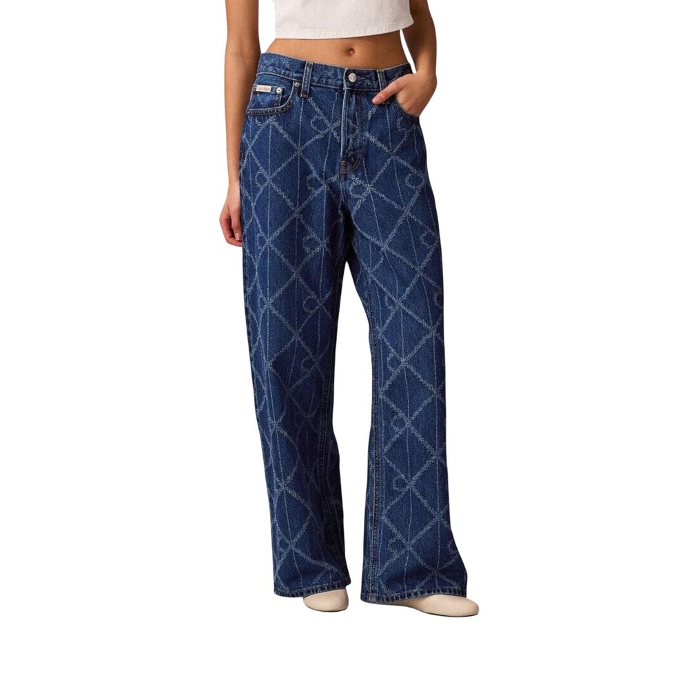 Blue Cotton Boyfriend Jeans