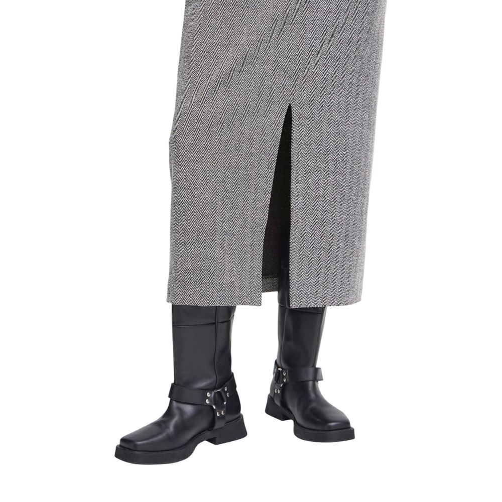 Black And White Polyester Long Skirt