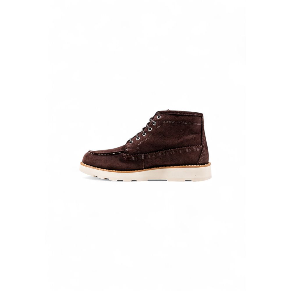 Brown Leather Lace-Up Boots