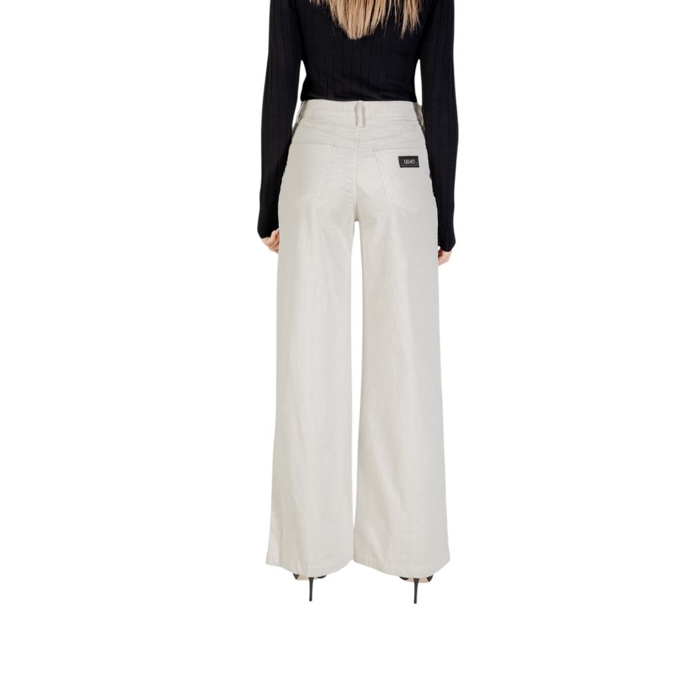 Beige Cotton Casual Pants