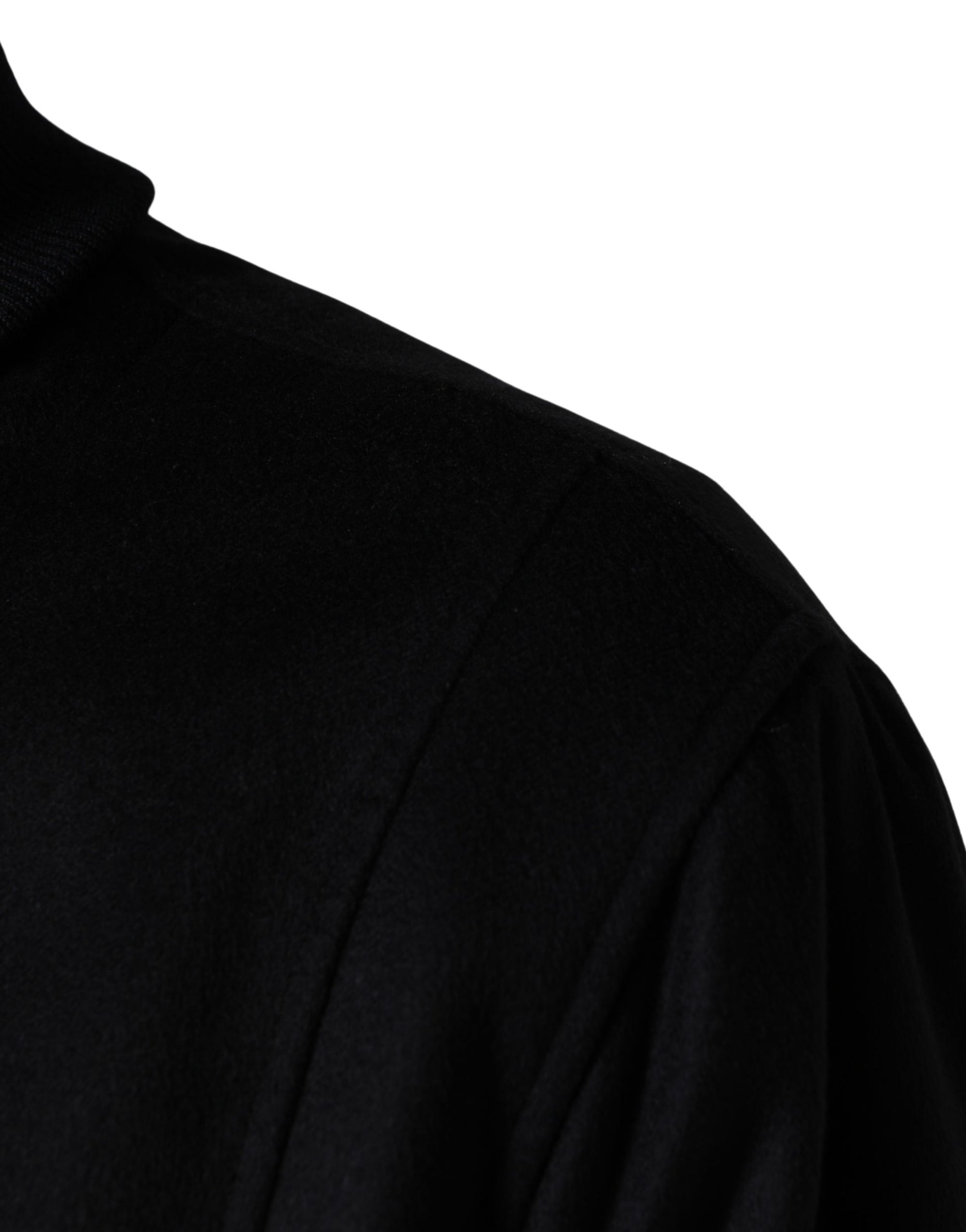 Black Cashmere Knitted Button Down Jacket