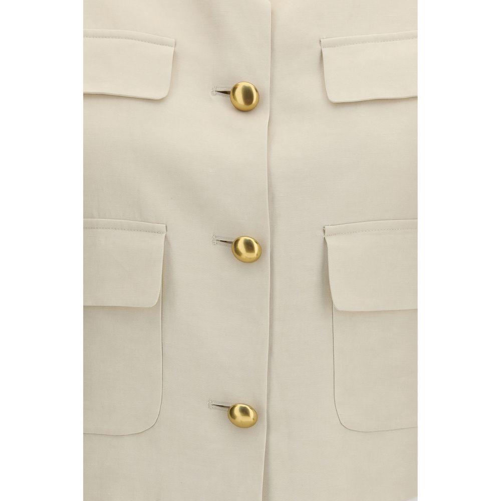 Beige Wool Sleeveless Jacket