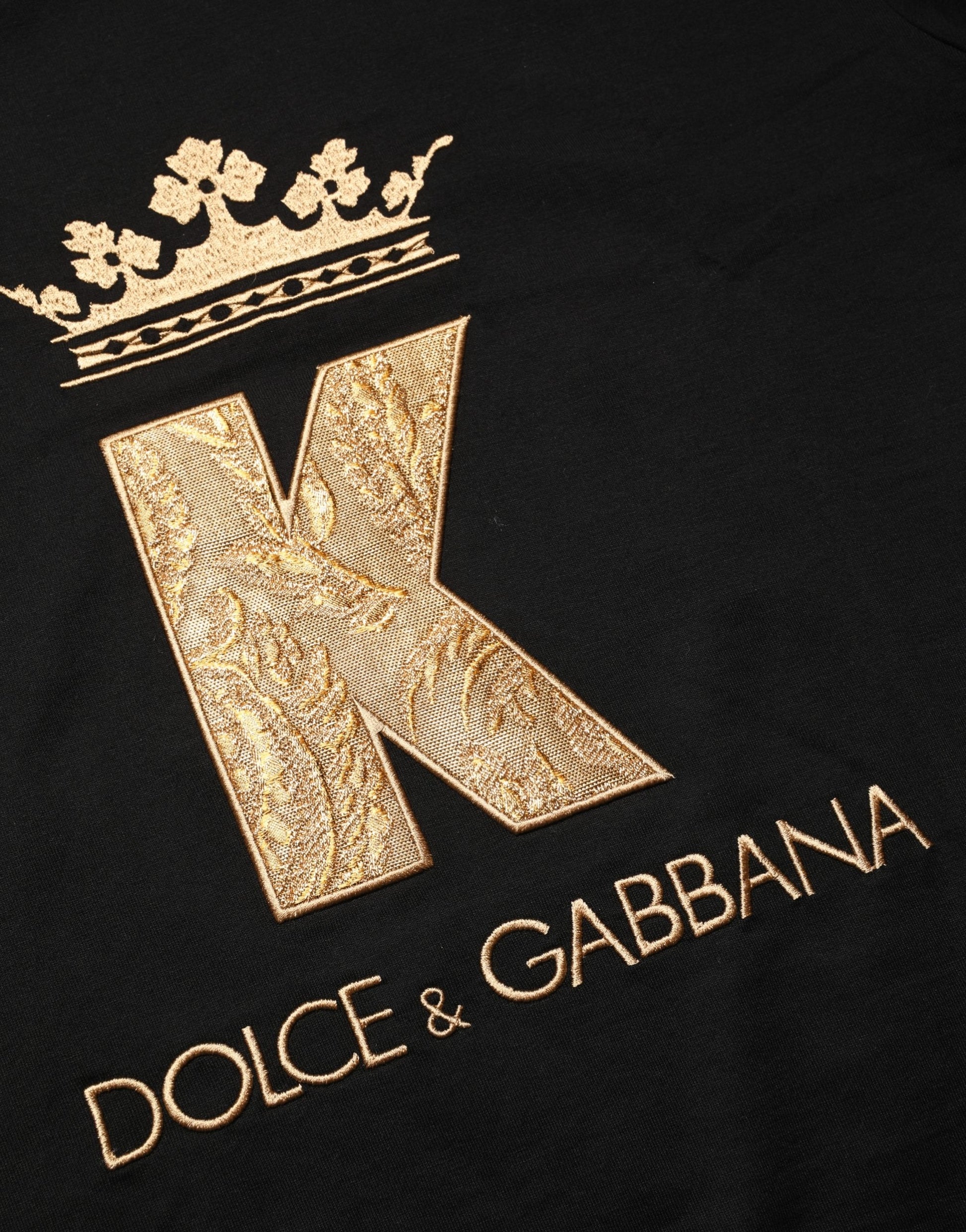 Black King Patch Cotton Men CrewNeck T-shirt
