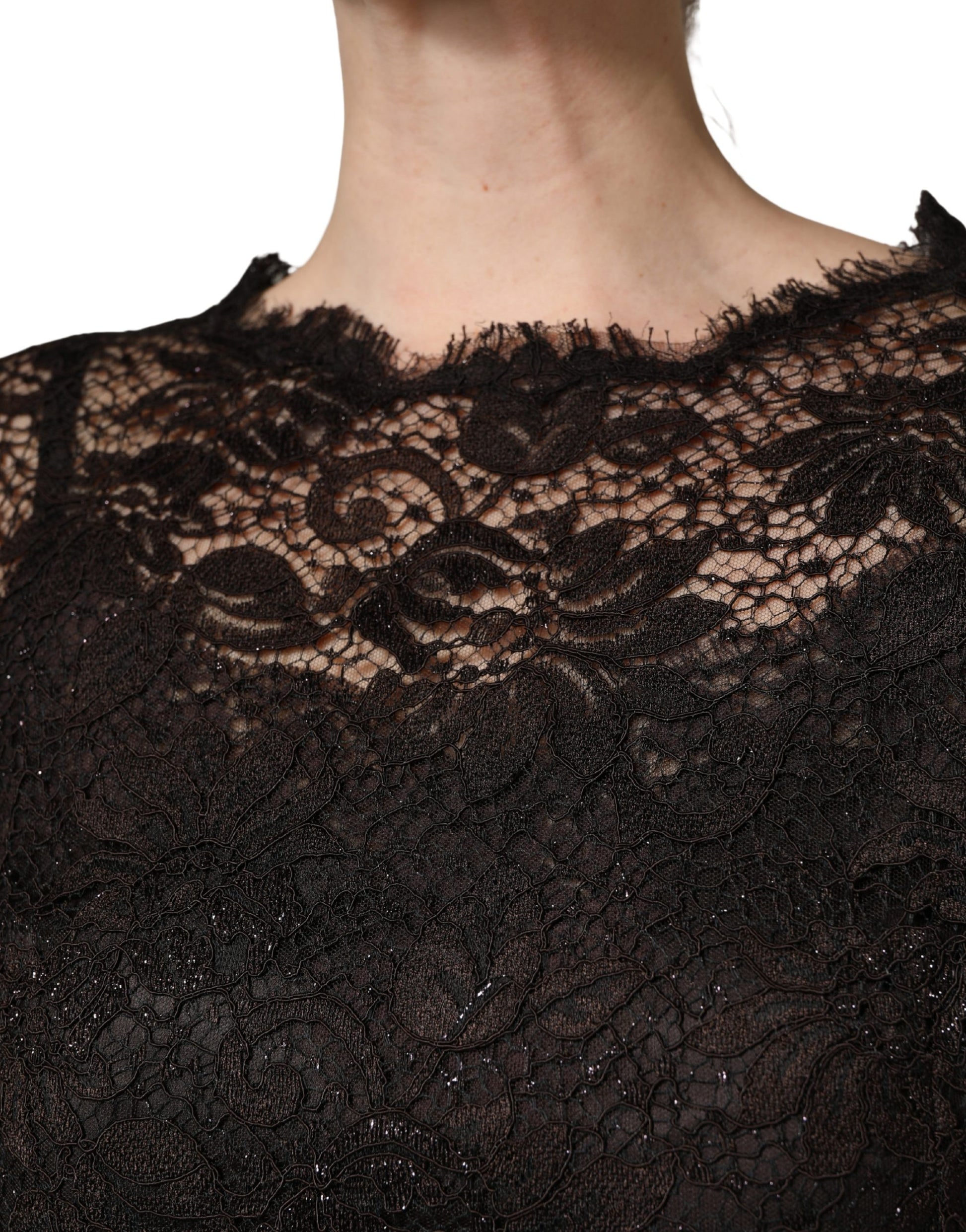 Black Floral Lace Sheath Long Maxi Dress