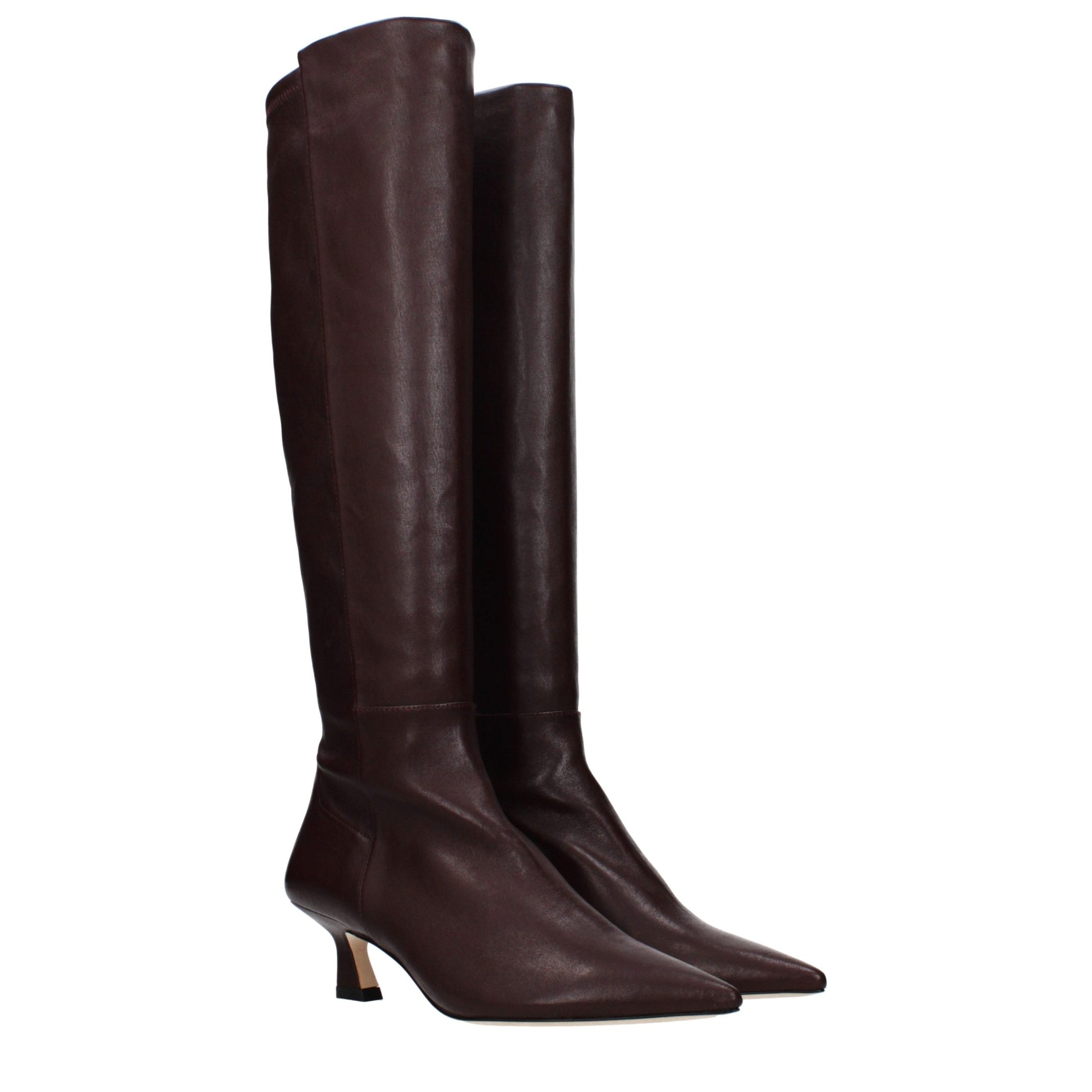 Red Leather High Heel Boots