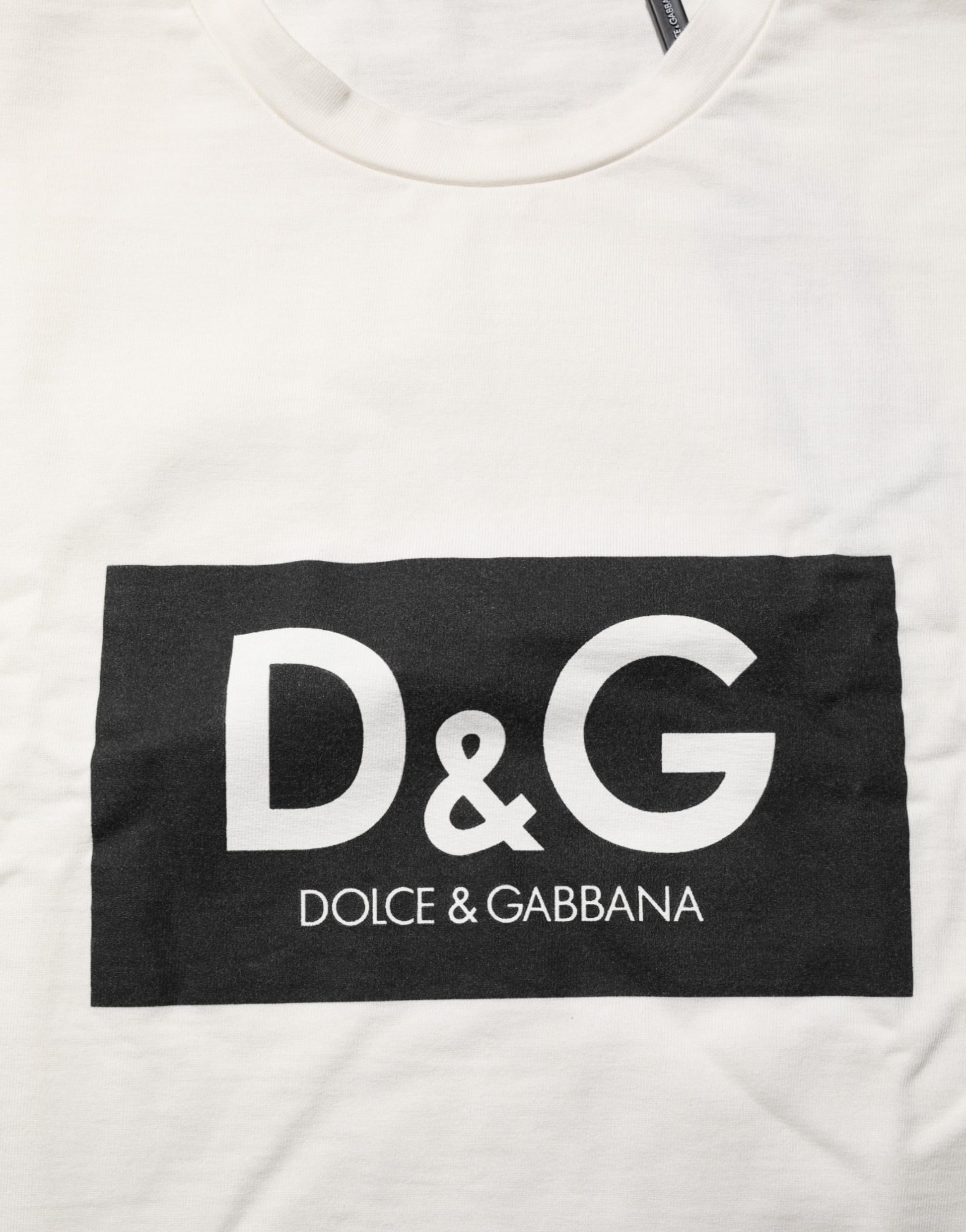 White Cotton Logo Print Men Crewneck T-shirt