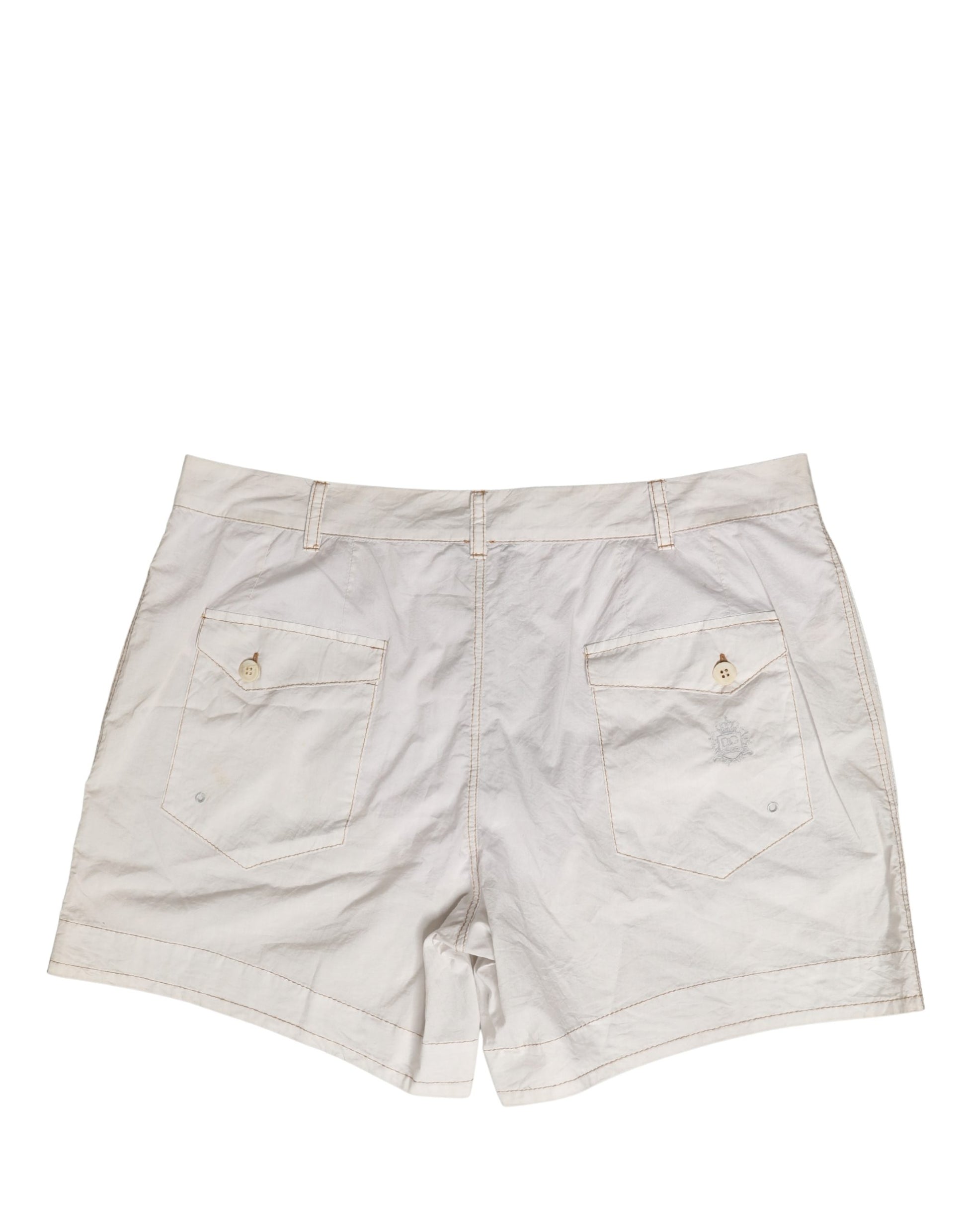White Cotton Mid Waist Chino Bermuda Shorts
