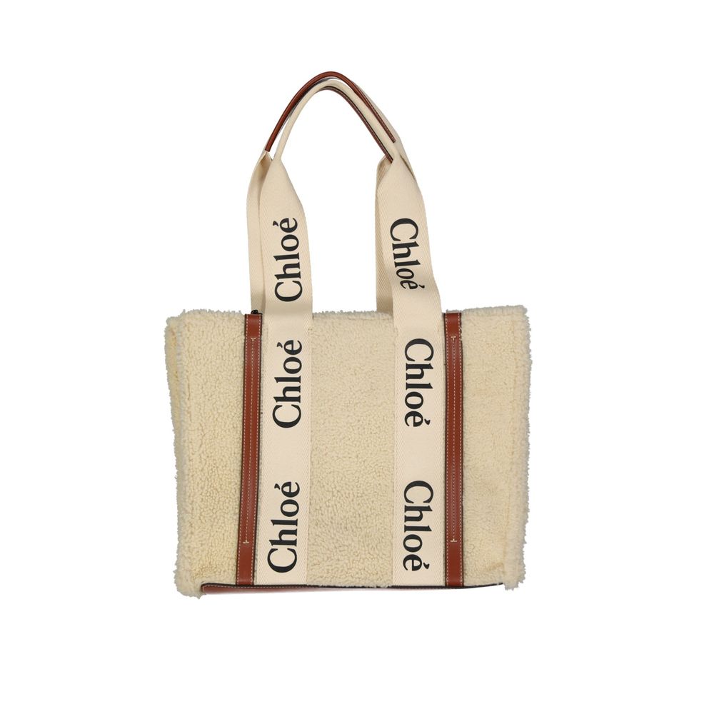 Beige Lamb Fur Tote Bag