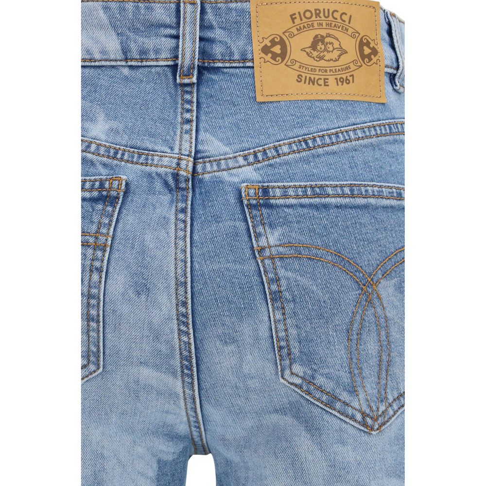 Blue Cotton Flared Jeans
