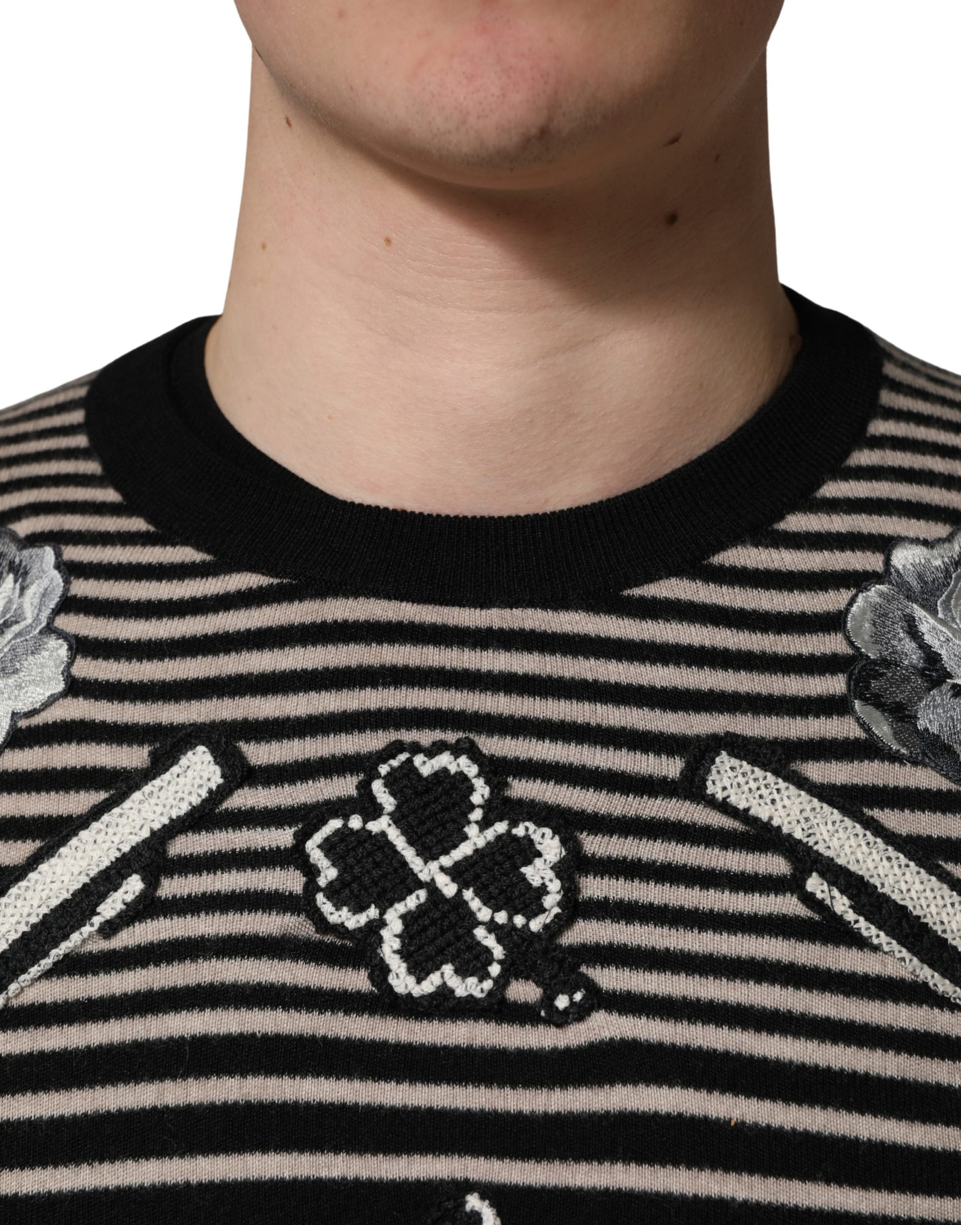 Multicolor Cashmere Striped CrewNeck Sweater