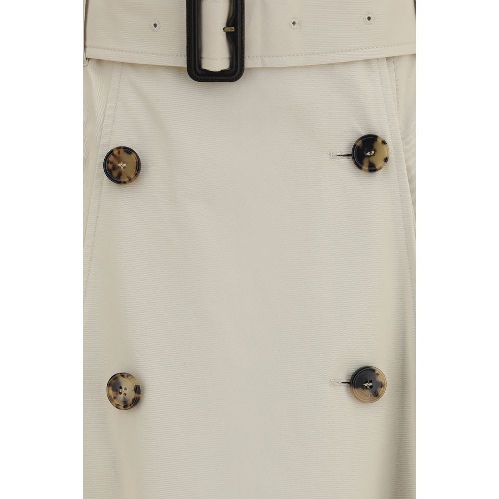 Beige Cotton Midi Skirt