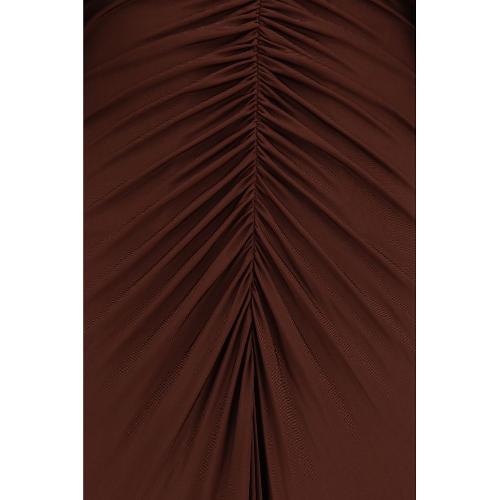 Brown Viscose Casual Dress