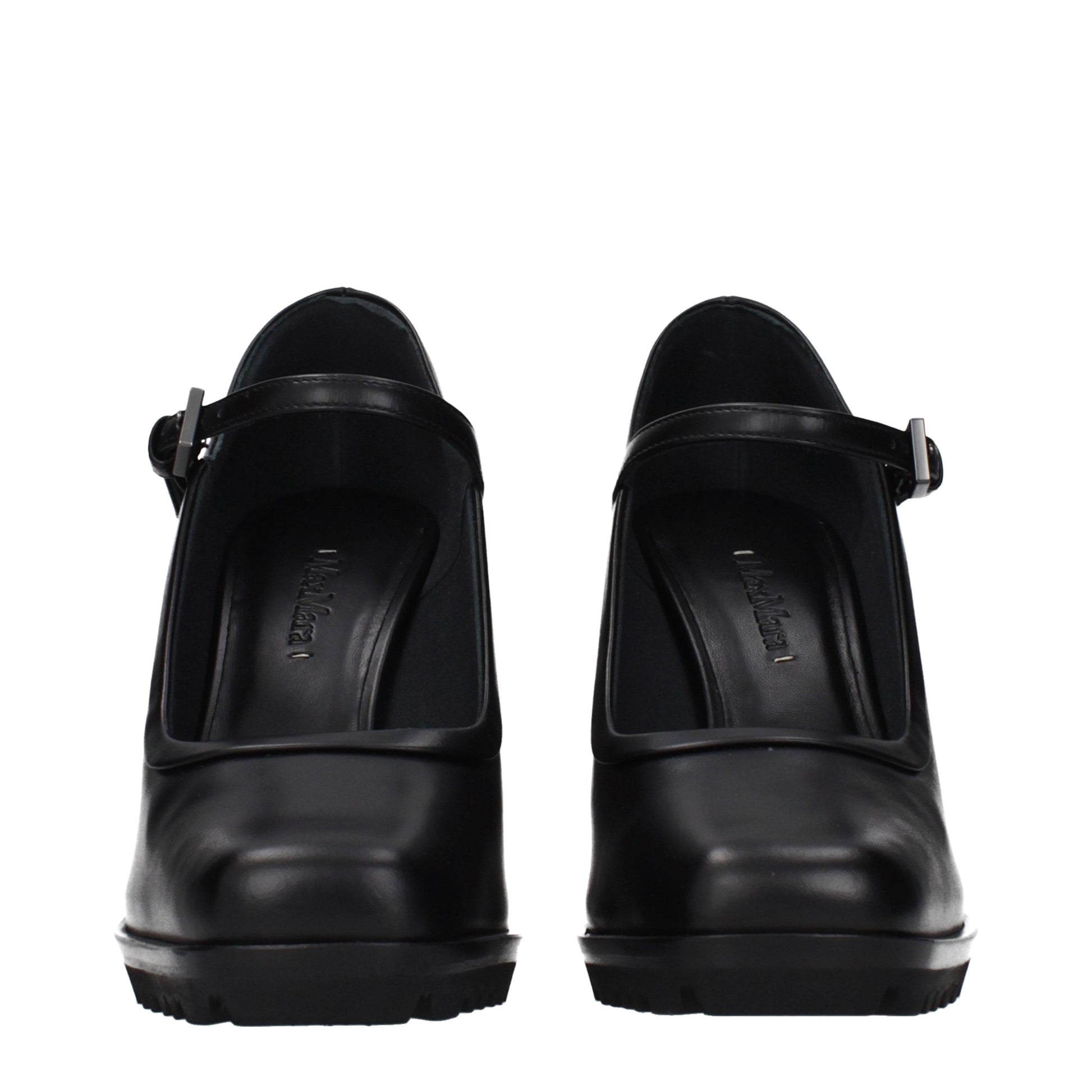 Black Leather High Heel Pumps