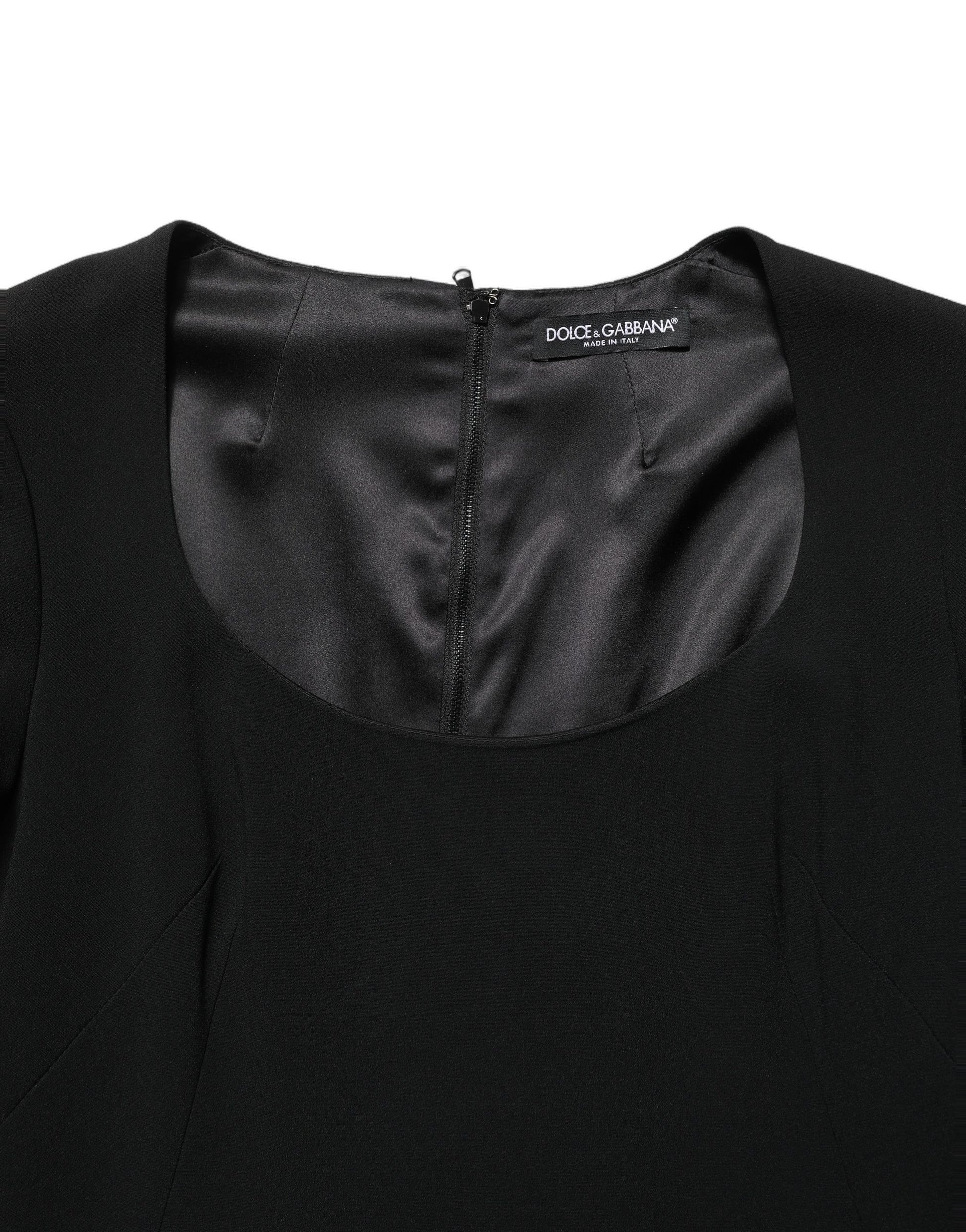 Black Long Sleeves Scoop Neck Mini Dress