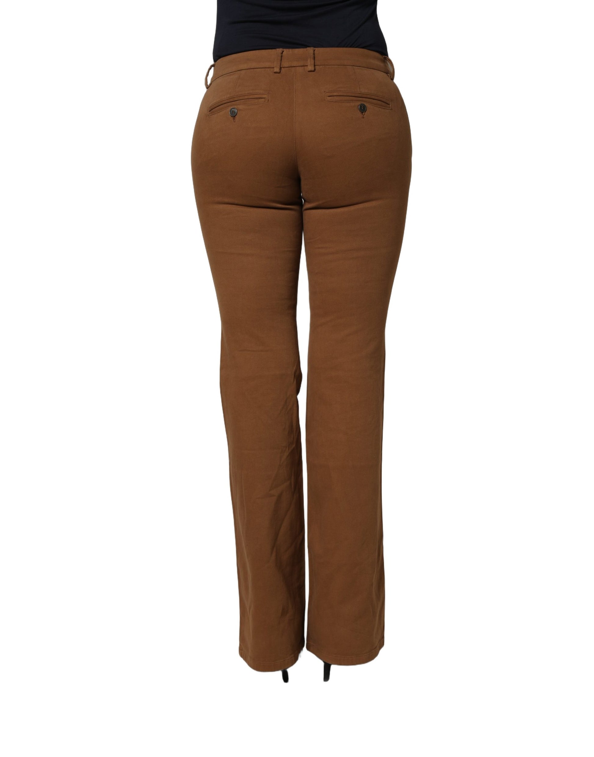 Brown Low Waist Cotton Women Bootcut Trousers Pants