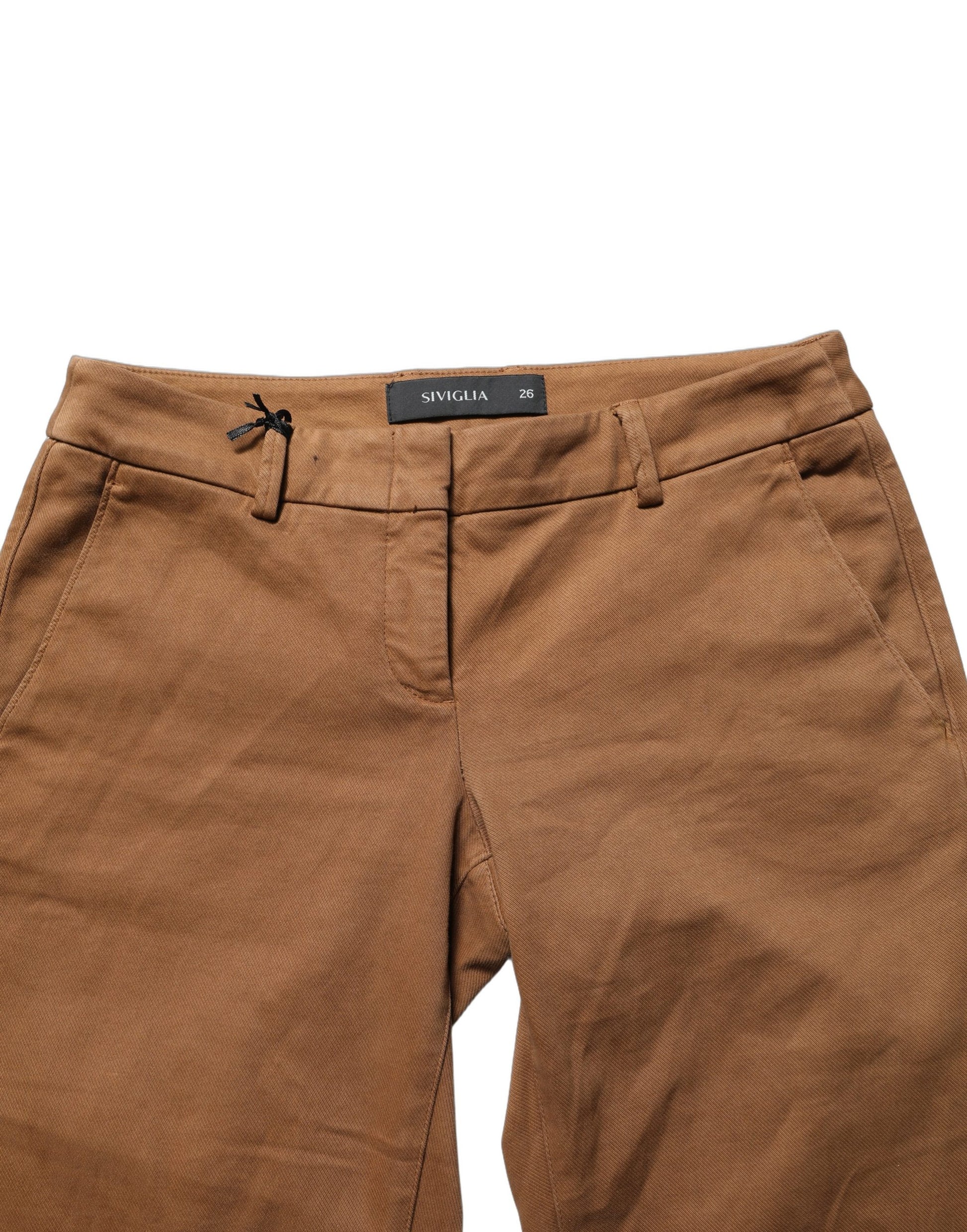 Brown Low Waist Cotton Women Bootcut Trousers Pants