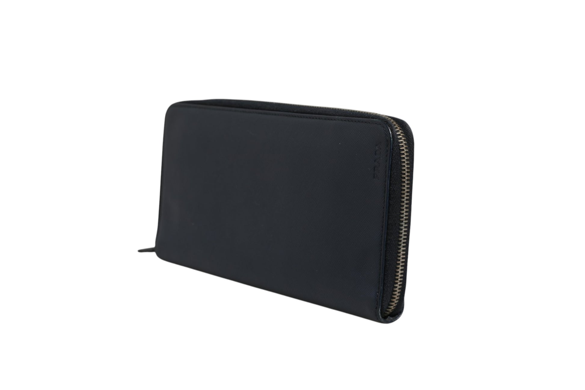 Navy Oliver Embossed Leather Zip-Around Wallet