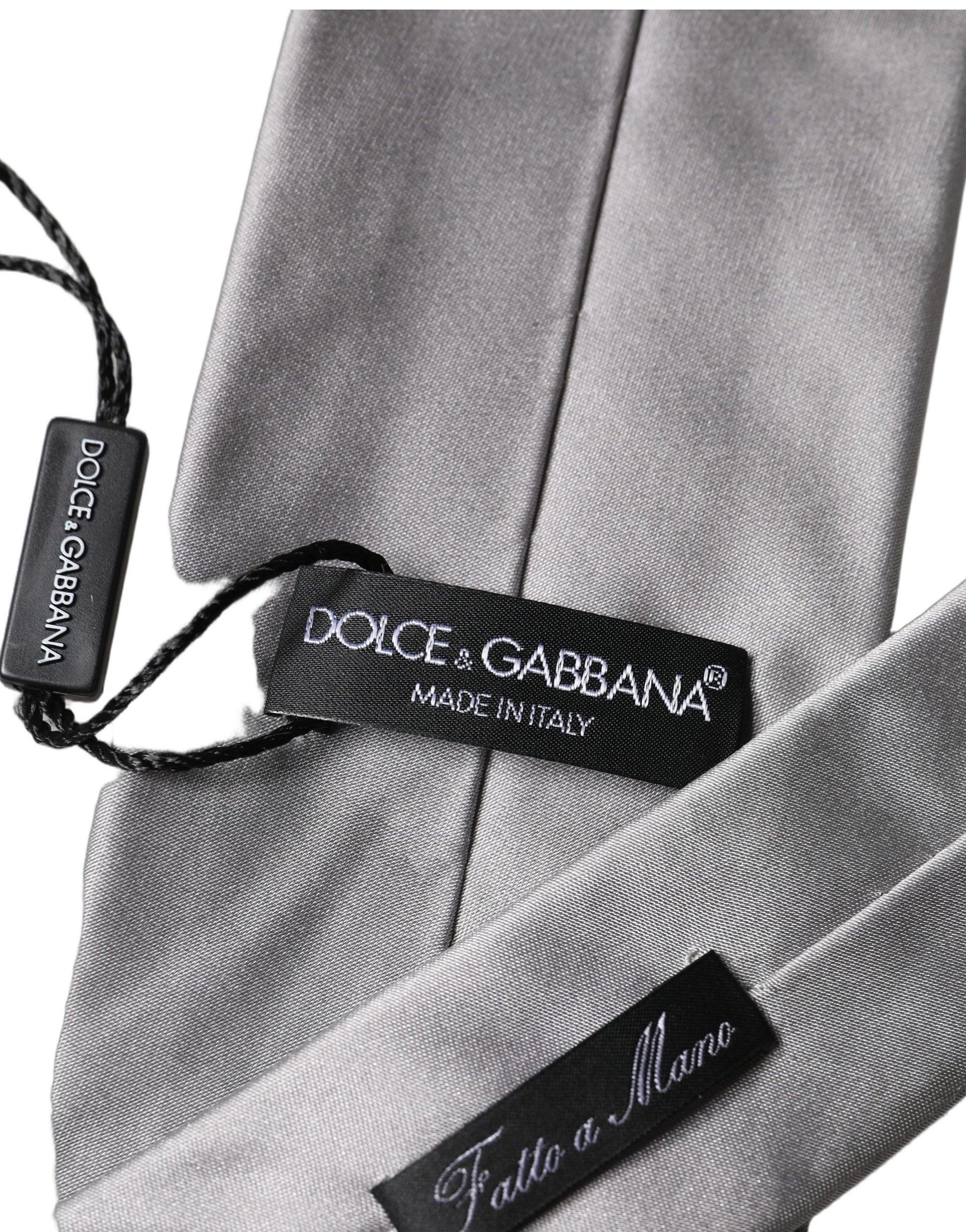 Gray Satin 100% Silk Adjustable Men Tied Necktie Tie